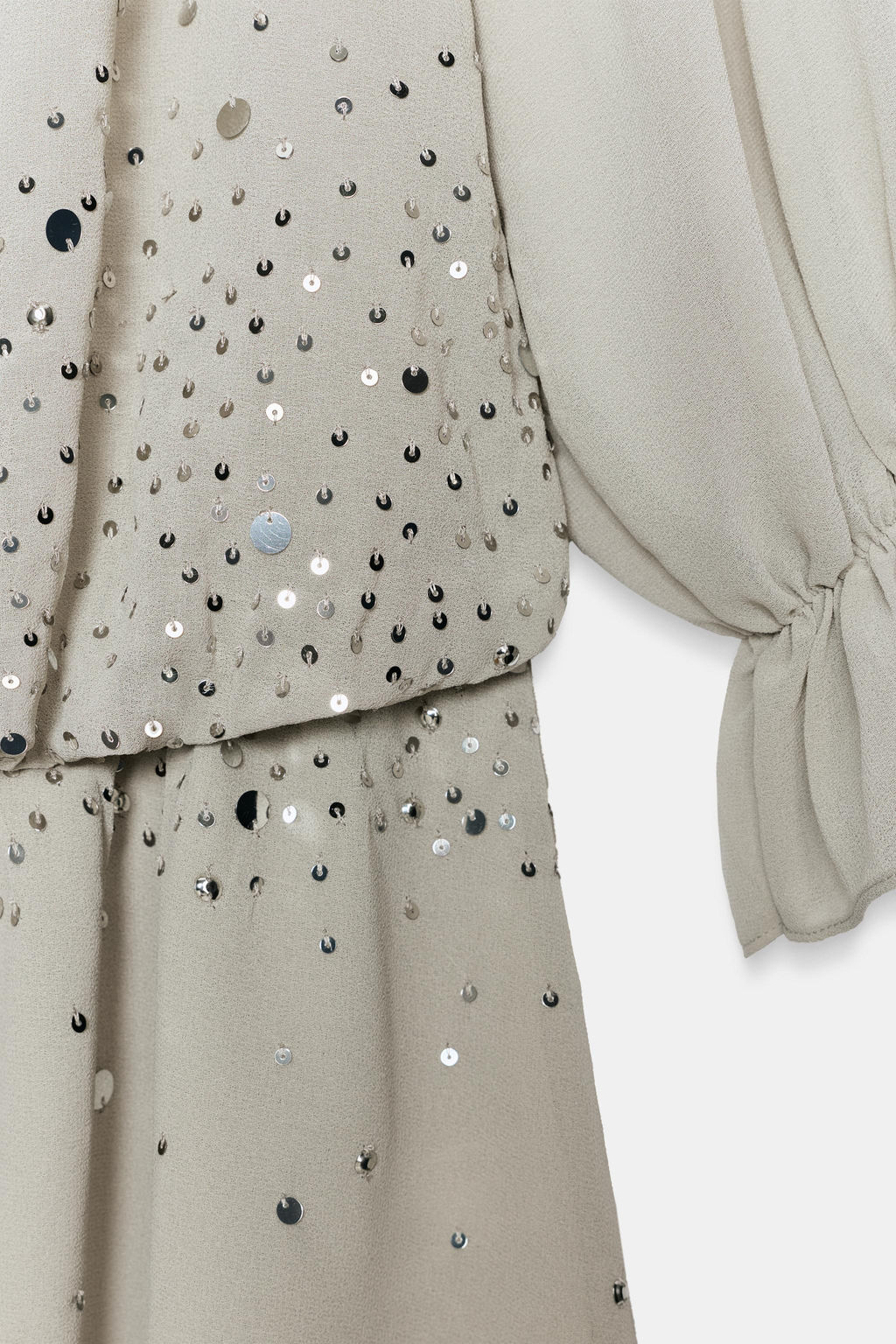VESTIDO GEORGETTE VOLANTES BRILLOS / Gris - Zara фото 7