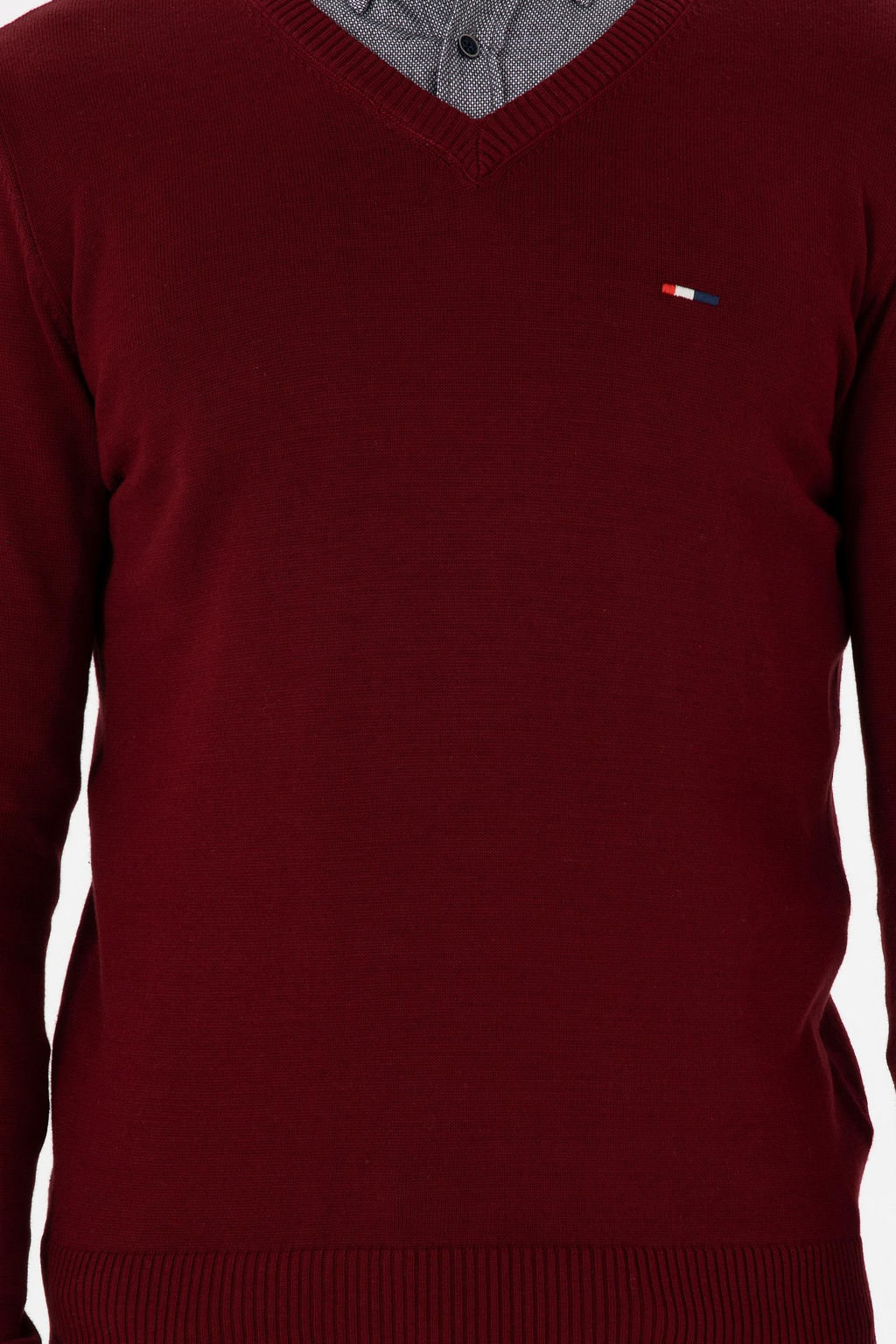 Erkek Slim Fit V Yaka Bordo Basic Kazak - U.s. polo assn фото 6