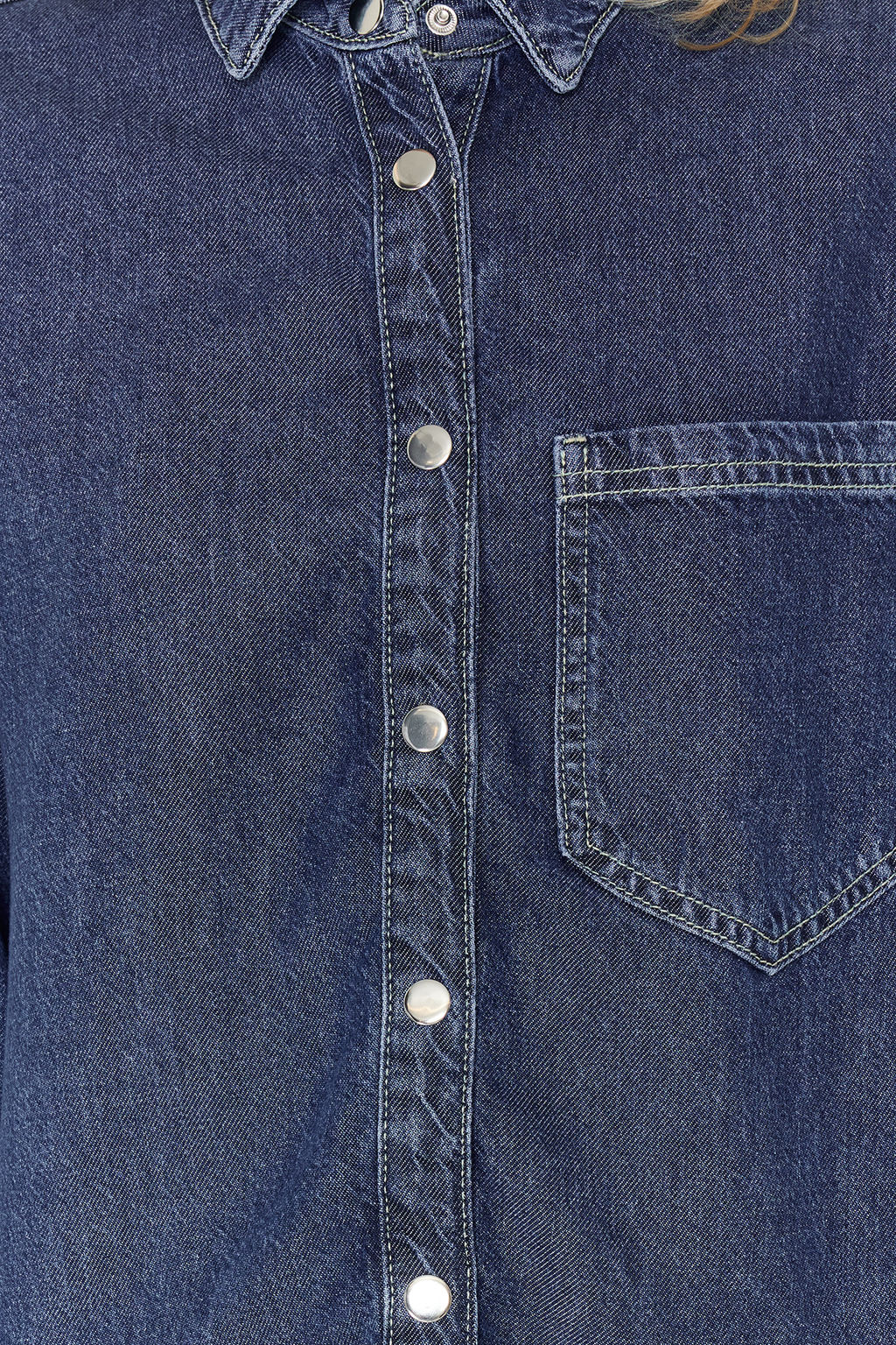 TRENDYOLMILLA Koyu Mavi More Sustainable %100 Tencel Oversize Denim Gomlek TWOSS24GO00141  фото 4
