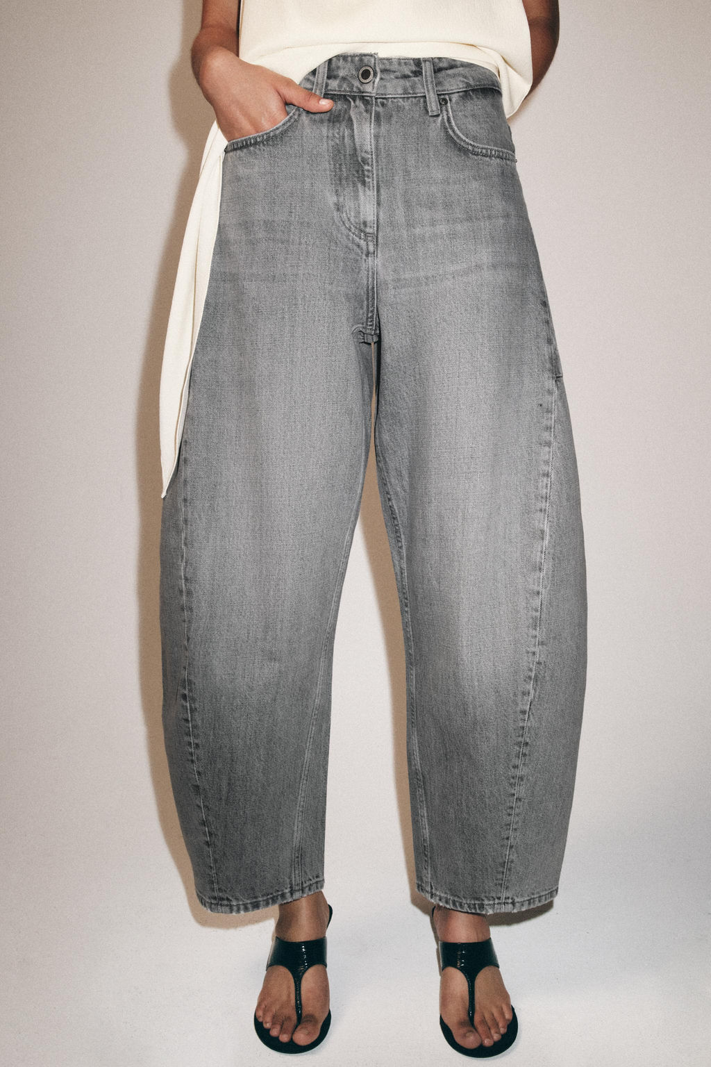 JEANS ZW COLLECTION ANKLE BALLOON TIRO MEDIO / Gris antracita - Zara фото 2