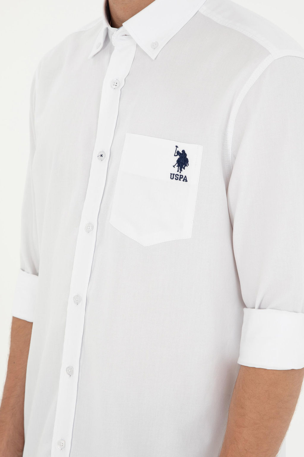 Мужская белая рубашка с длинным рукавом - U.s. polo assn фото 7