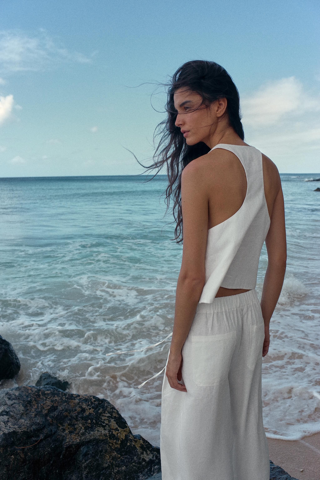 PANTAL?N ANCHO PINZAS / Blanco roto - Zara фото 2