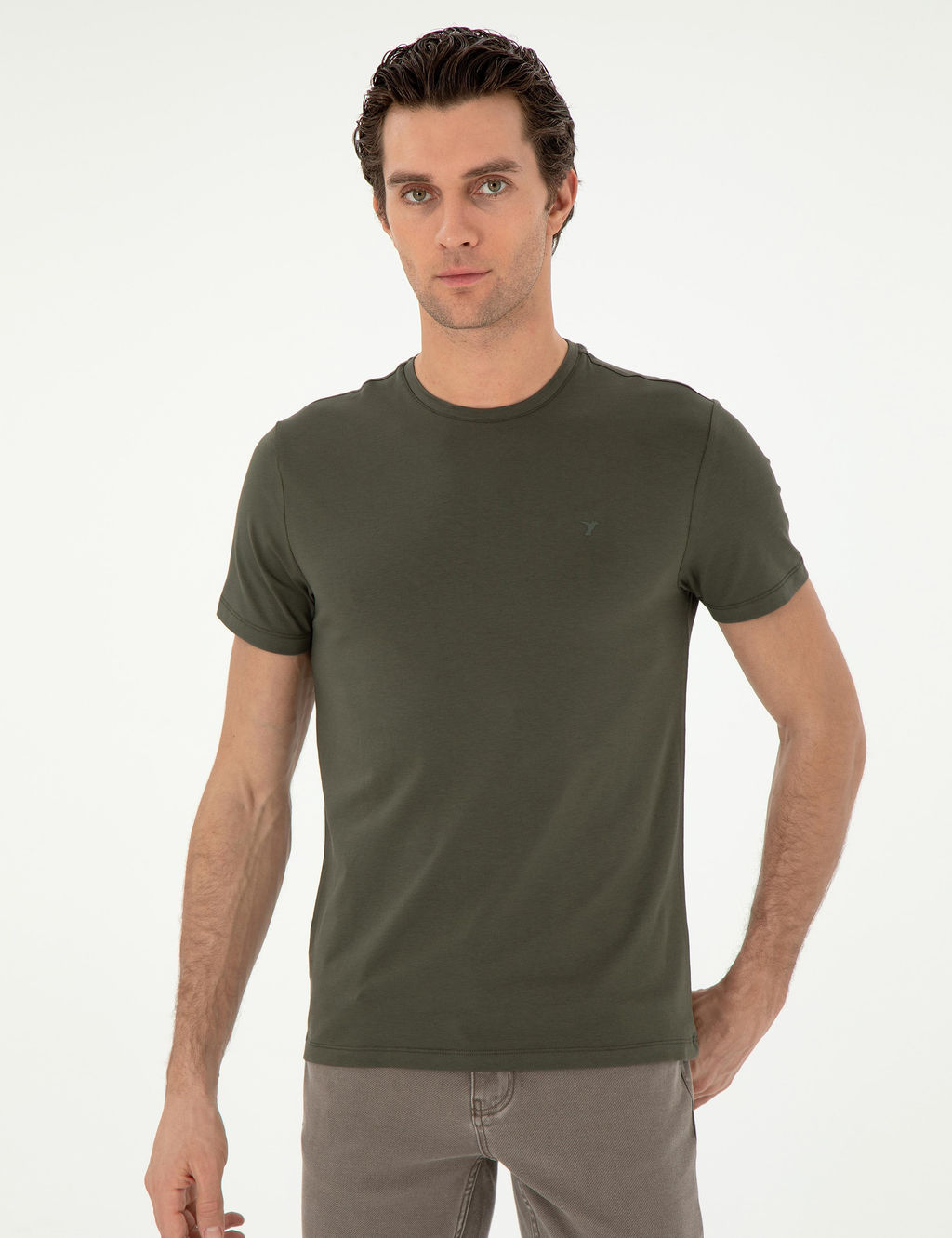 Khaki Slim Fit Basic T -For - Cacharel фото 3