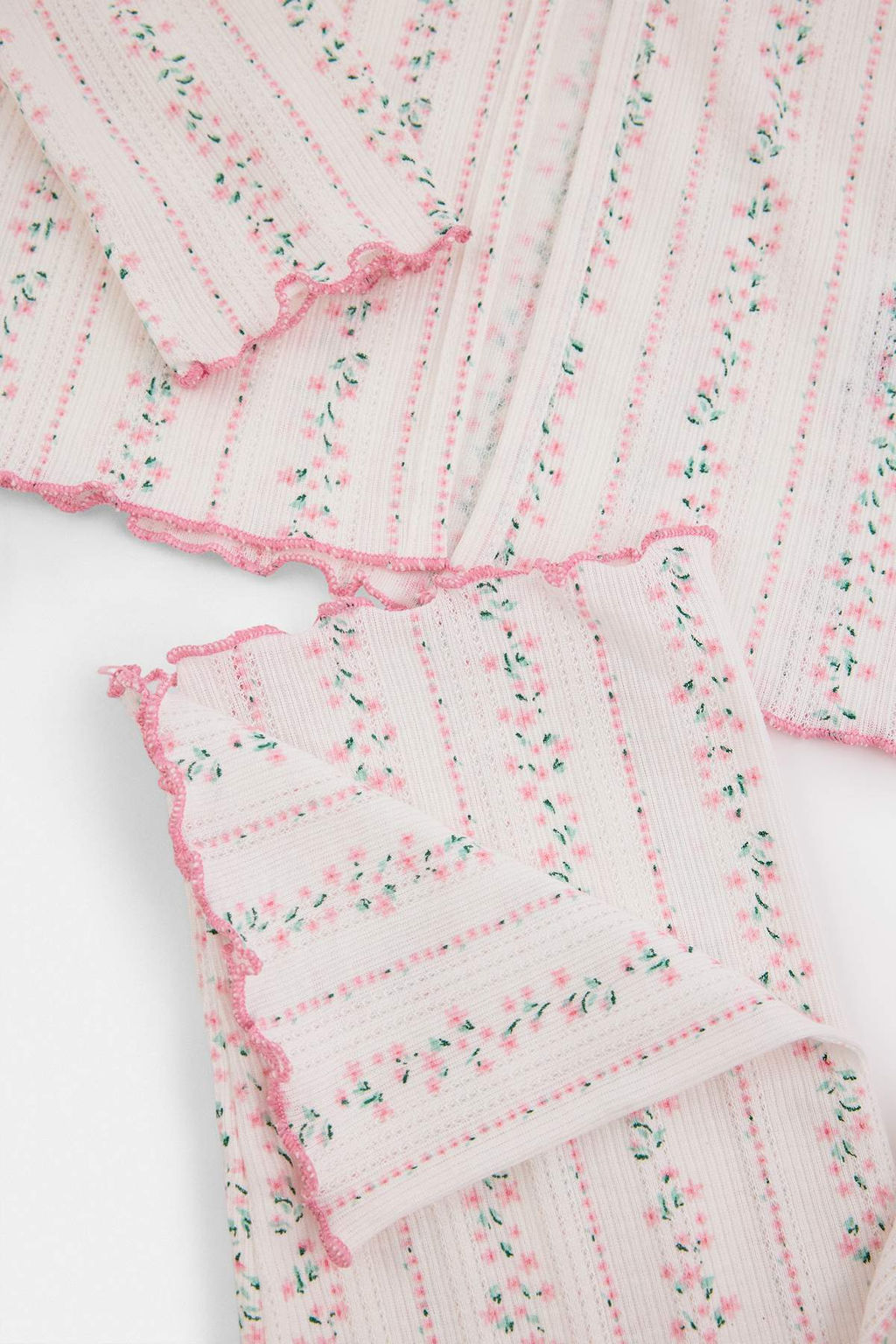 Beyaz-Pembe 3l_ %100 Pamuklu Fitilli/Pointel _i_ekli _rme Pijama Tak_m_ THMAW27PT00019 - Trendyolmilla фото 8