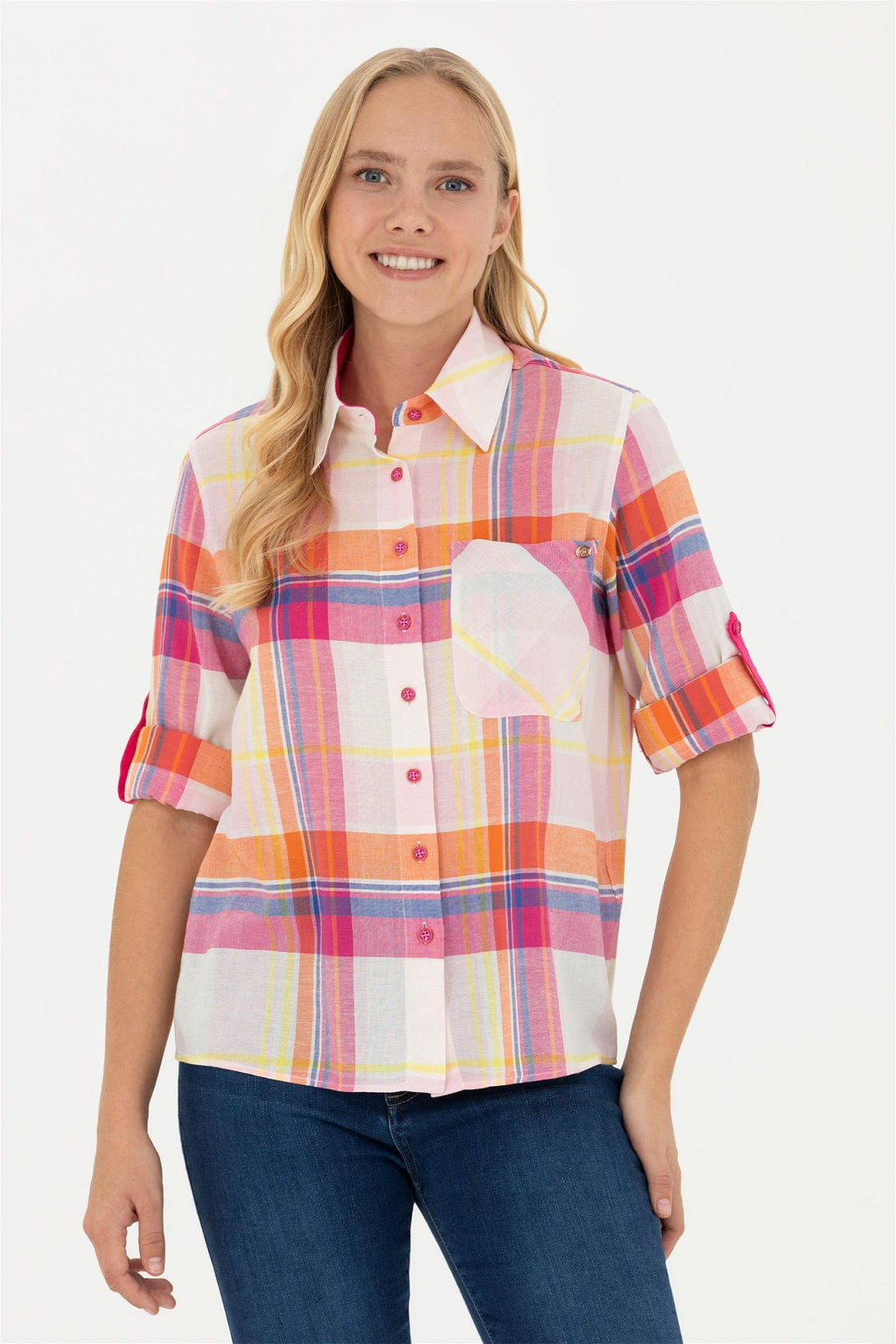 Женская розовая рубашка с длинным рукавом Неожиданная скидка в корзине - U.s. polo assn фото 3