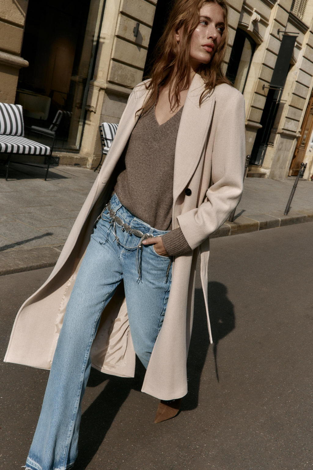 LONG WOOL COAT WITH BELT