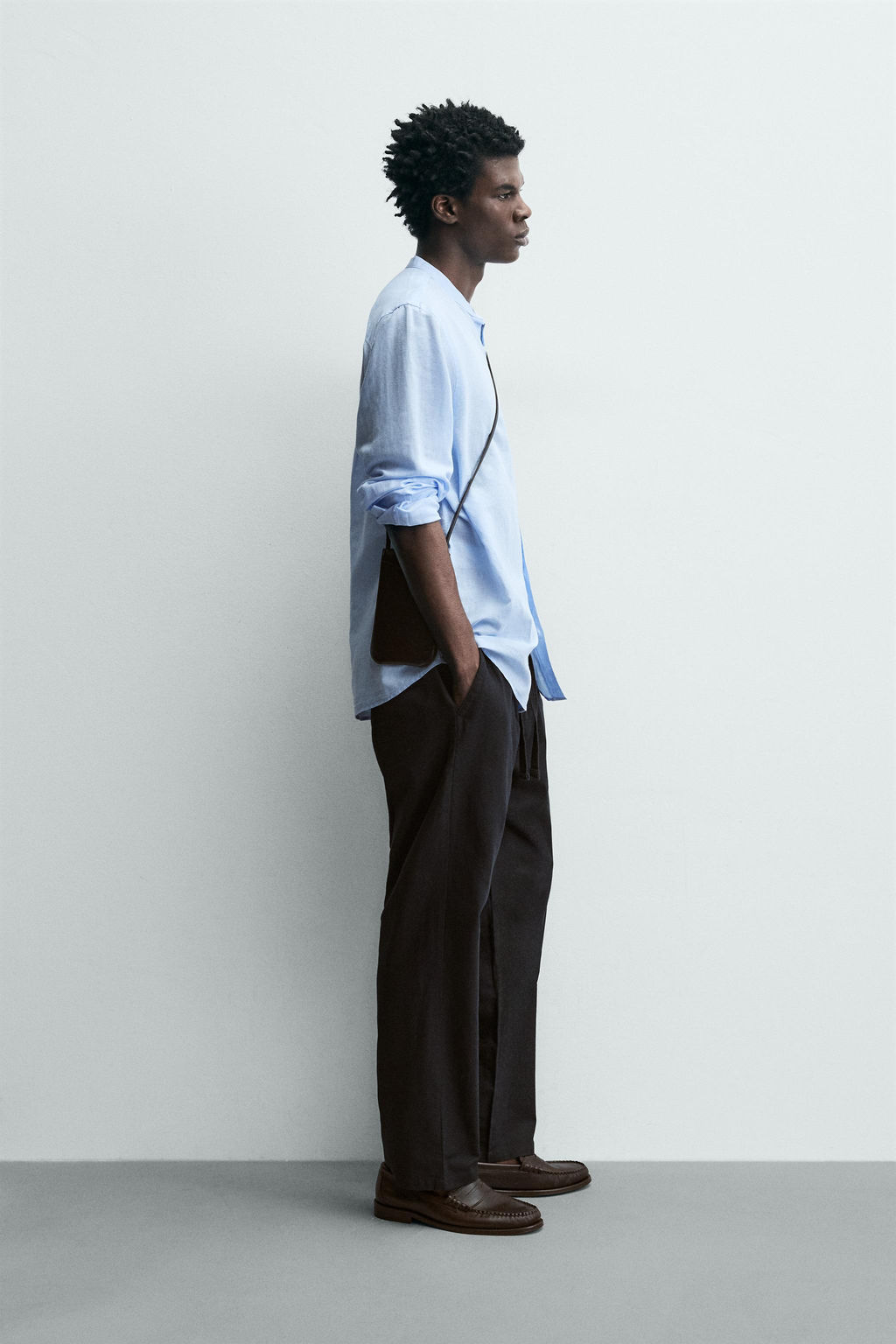 PANTAL?N RELAXED FIT ALGOD?N - LINO / Negro - Zara фото 4