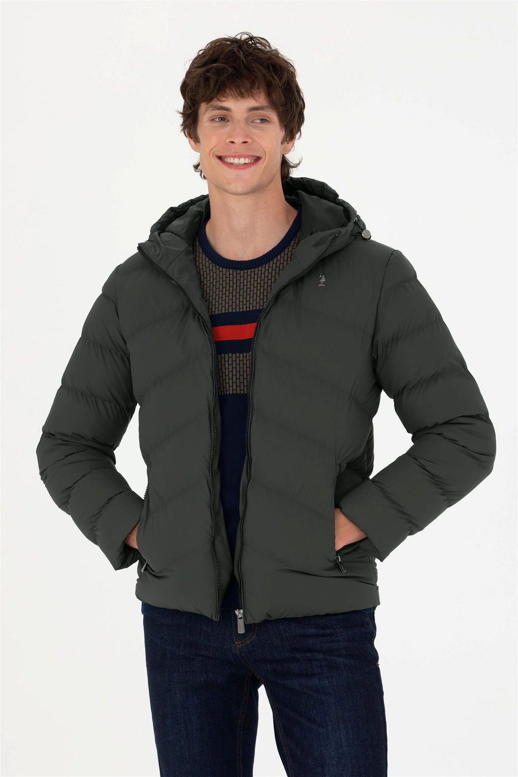 Мужская кожаная куртка цвета хаки Неожиданная скидка в корзине - U.s. polo assn фото 8