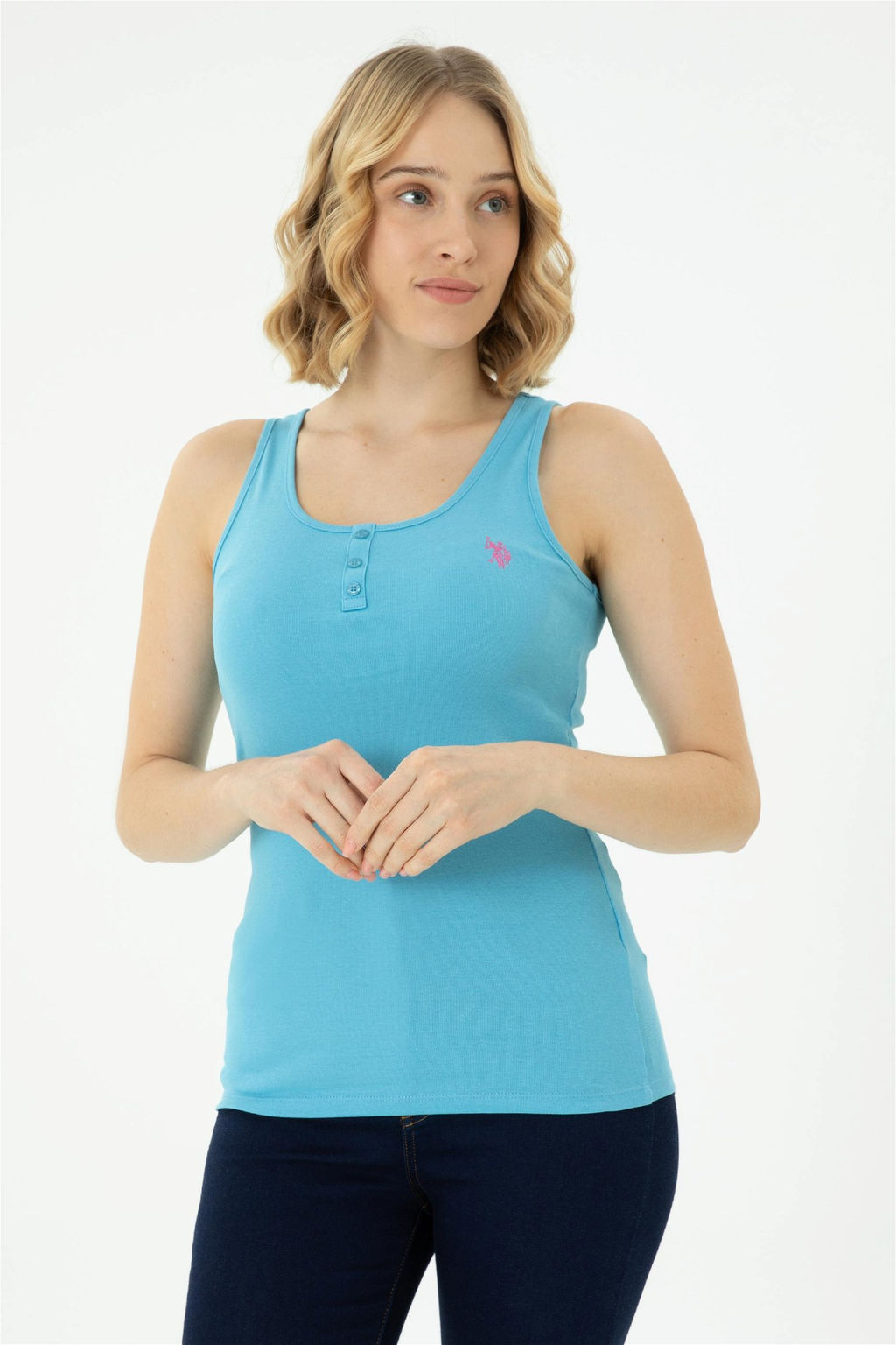 Женская базовая футболка бирюзового цвета - U.s. polo assn фото 3