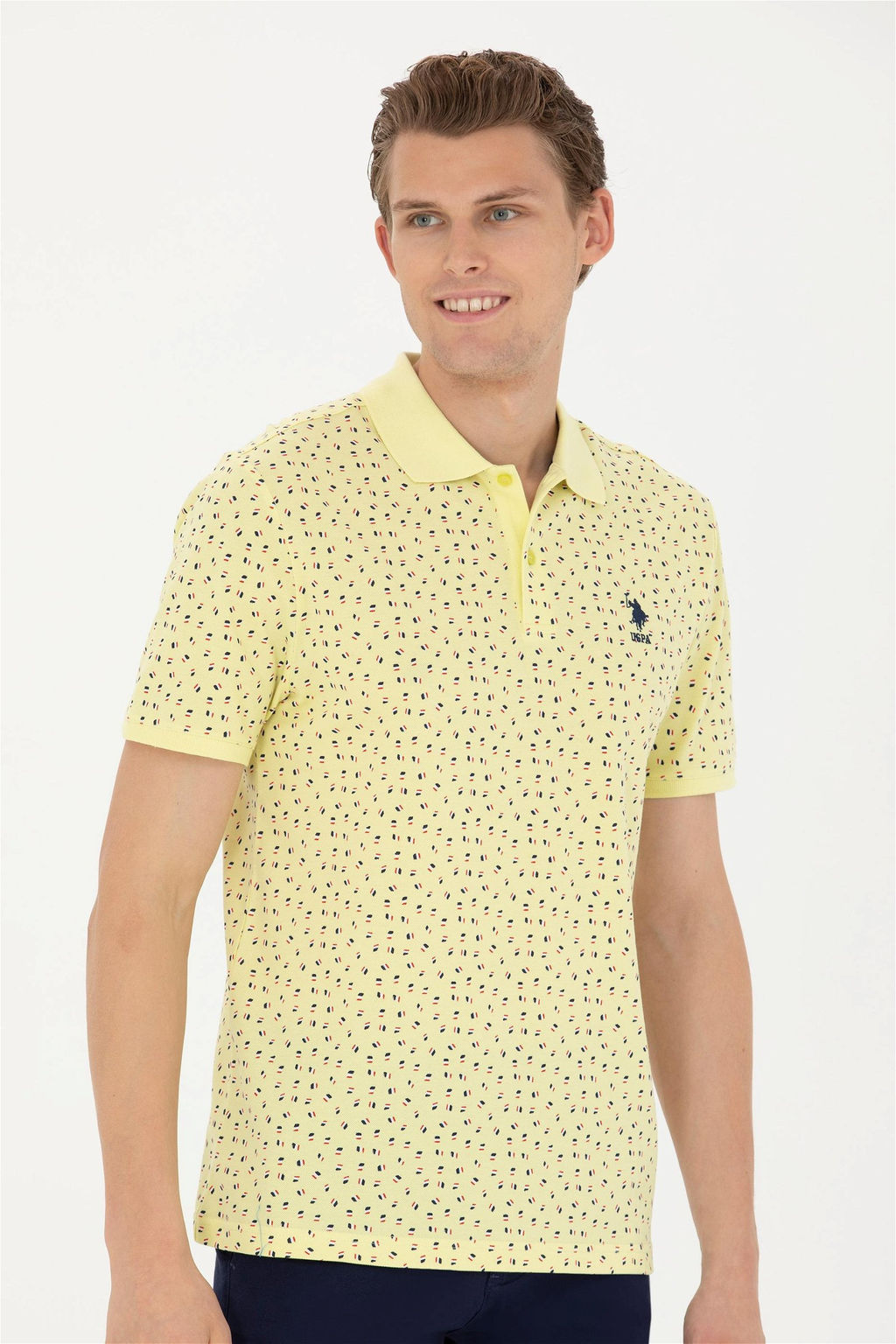 Мужская светло-желтая футболка с воротником-поло - U.s. polo assn фото 2