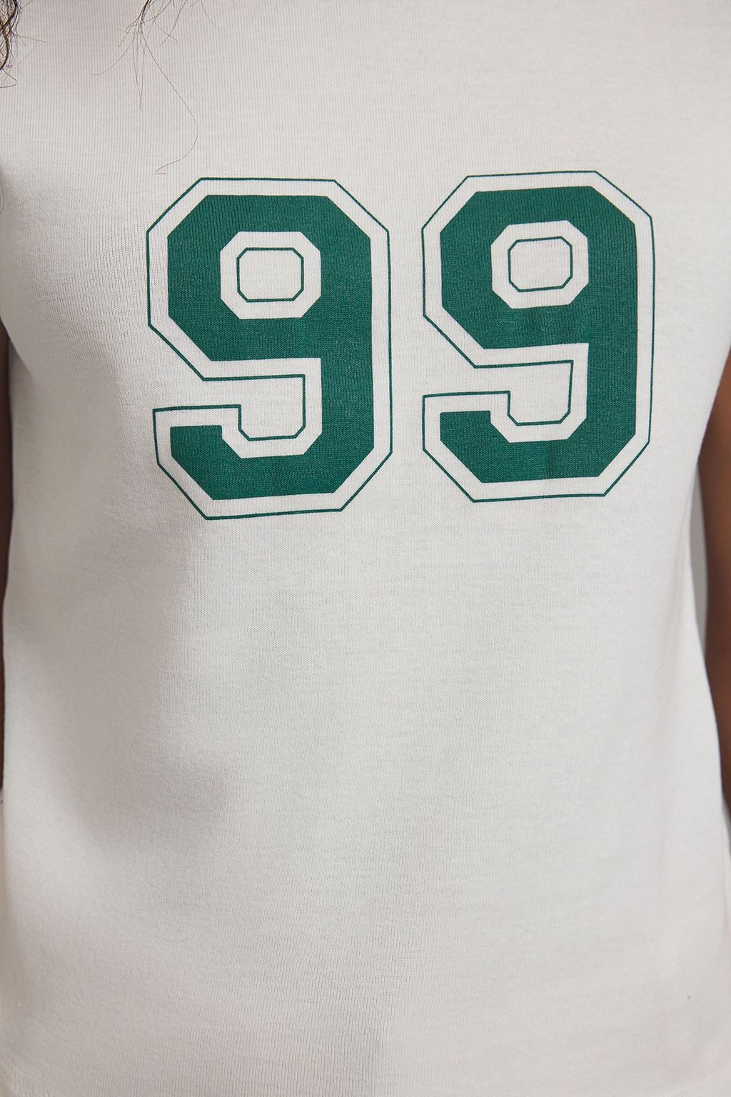 Zumrut Yesili Renk Bloklu Slogan Bask?l? Fitted/Vucuda Oturan Orme T-Shirt TWOSS25TS00096