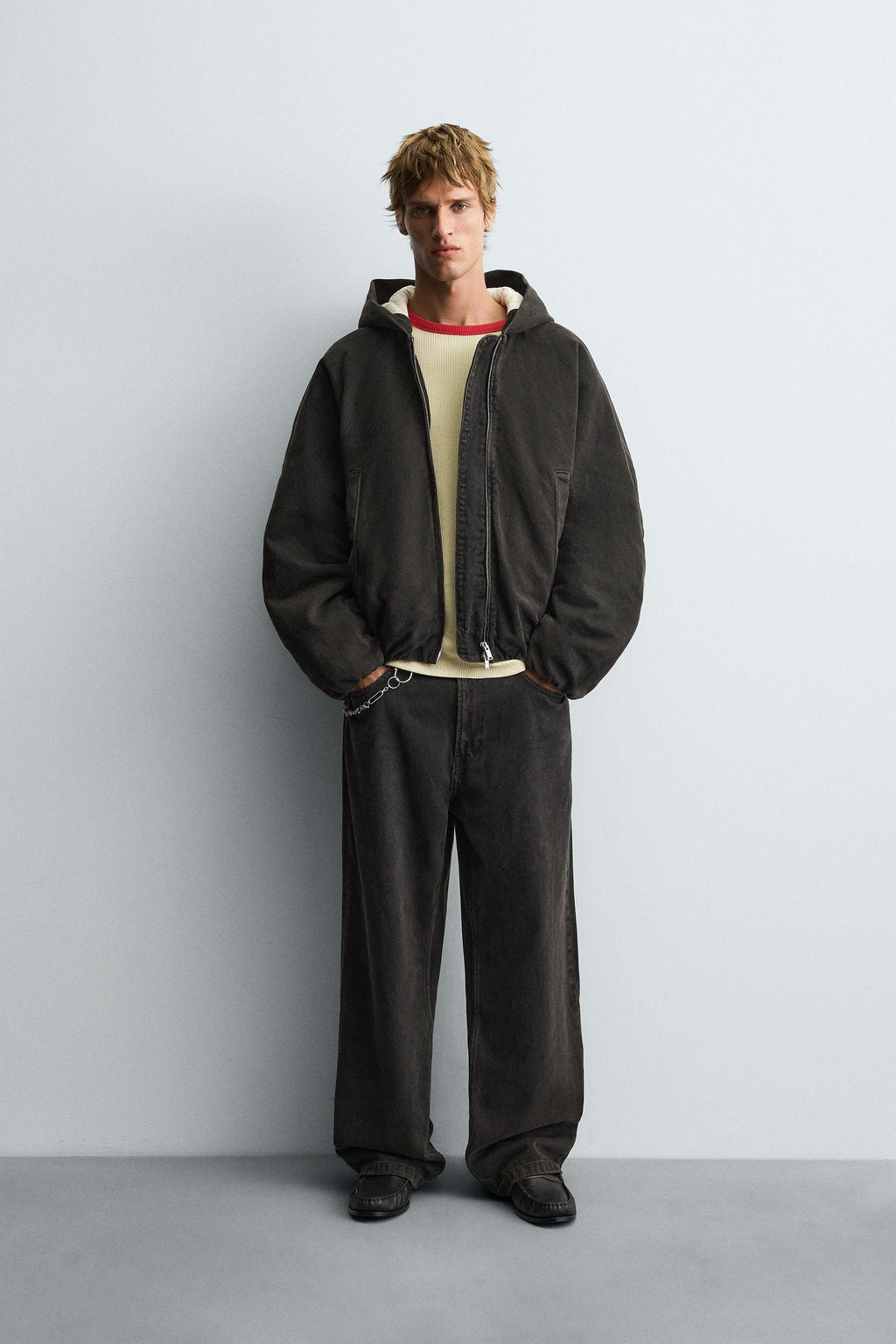 QUILTED DENIM JACKET WITH HOODIE