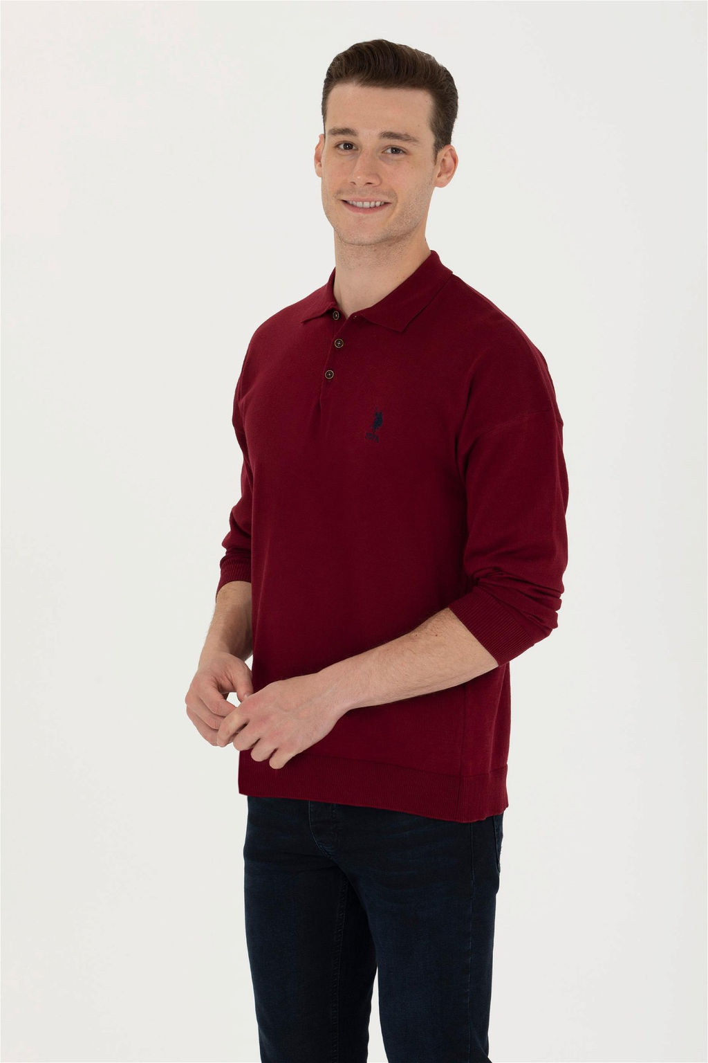 U. S. Polo Assn Мужской бордово-красный базовый свитер - U.s. polo assn фото 3