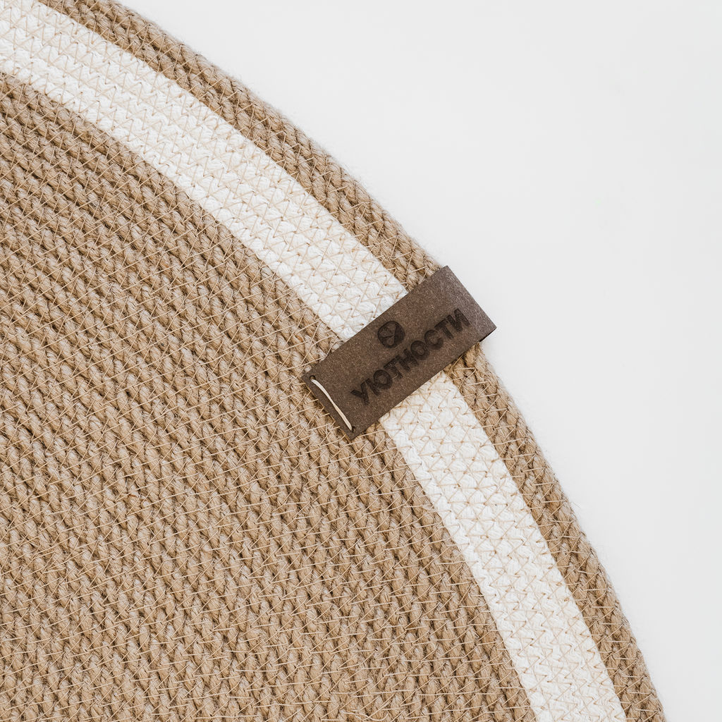 Коврик из джута круглый d-80 см с белым кантом