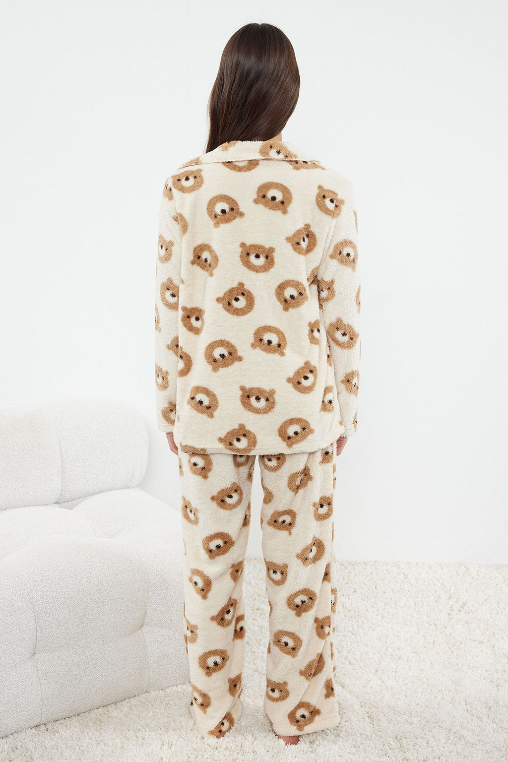 Trendyolmilla Ekru Ay?c?kl? Wellsoft K?sl?k Orme Pijama Tak?m? THMAW25PT00054 фото 9