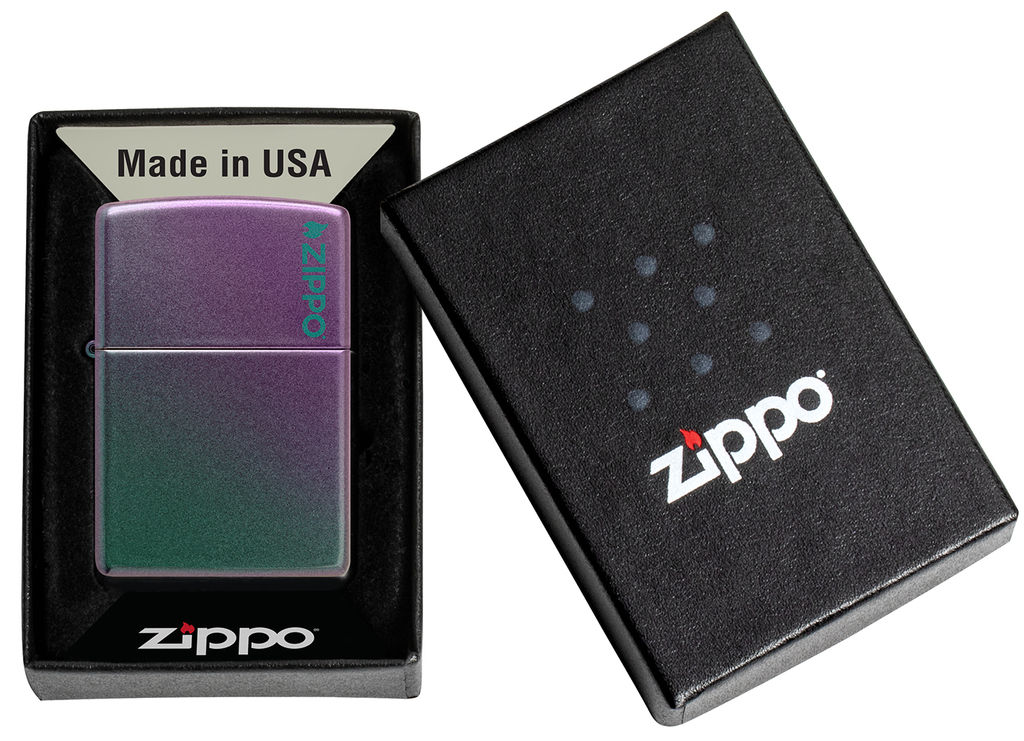 Зажигалка ZIPPO Логотип с зелено-фиолетовым покрытием | Logo Iridescent 49146ZL  фото 6