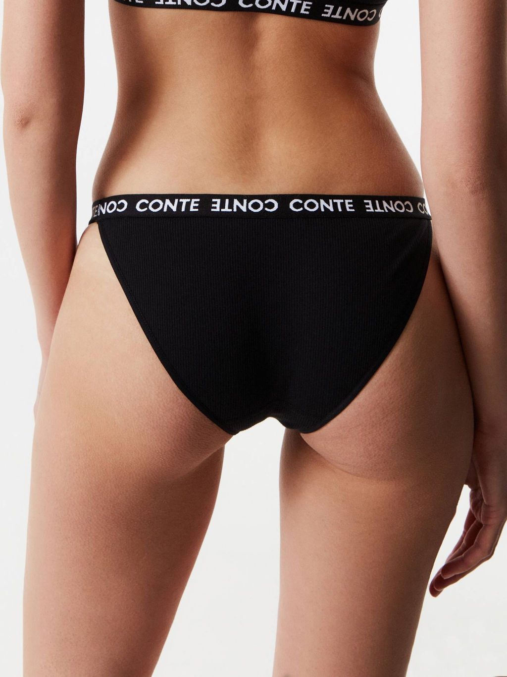 CONTE Трусы танга из хлопка в рубчик ACTIVE BASE LTA 1261 black - Conte elegant фото 4