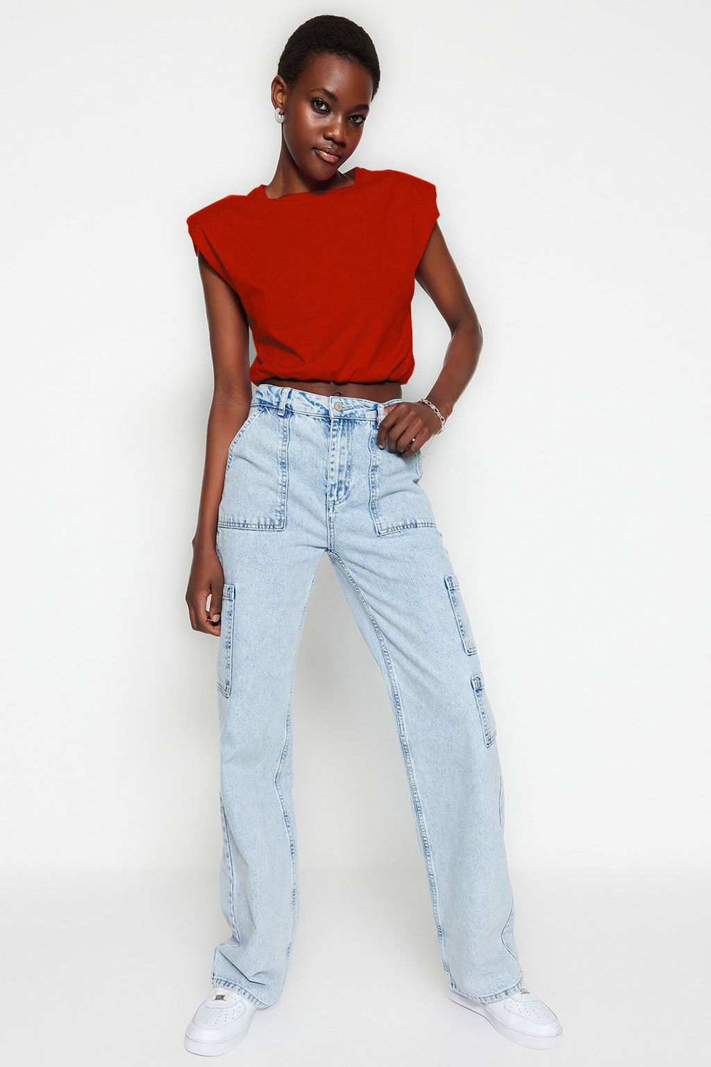 TRENDYOLMILLA Siyah %100 Pamuk Vatkal? Crop Bisiklet Yaka Orme T-Shirt TWOSS21TS0379 фото 14