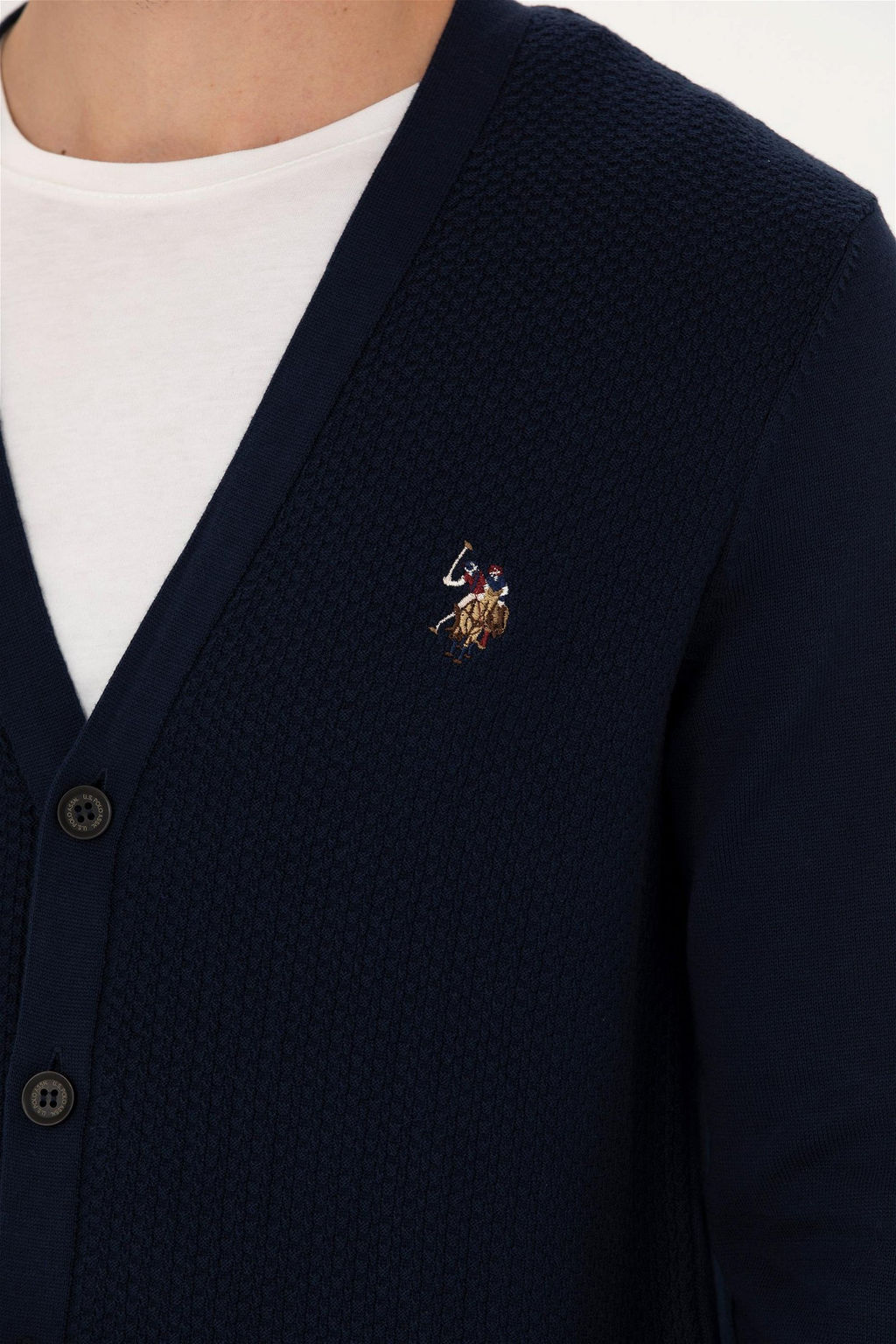 U. S. Polo Assn Мужской темно-синий базовый трикотажный кардиган - U.s. polo assn фото 14