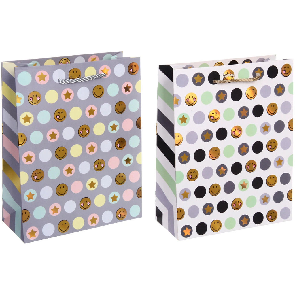 Пакет подарочный "Смешные смайлы" 18*23*8 см, микс