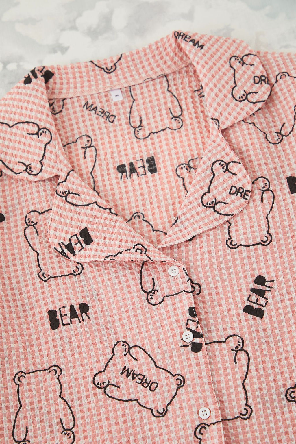 Trendyolmilla Pembe Ay?c?kl? ve Sloganl? Gofre Sortlu Dokuma Pijama Tak?m? THMSS25PT00391  фото 7