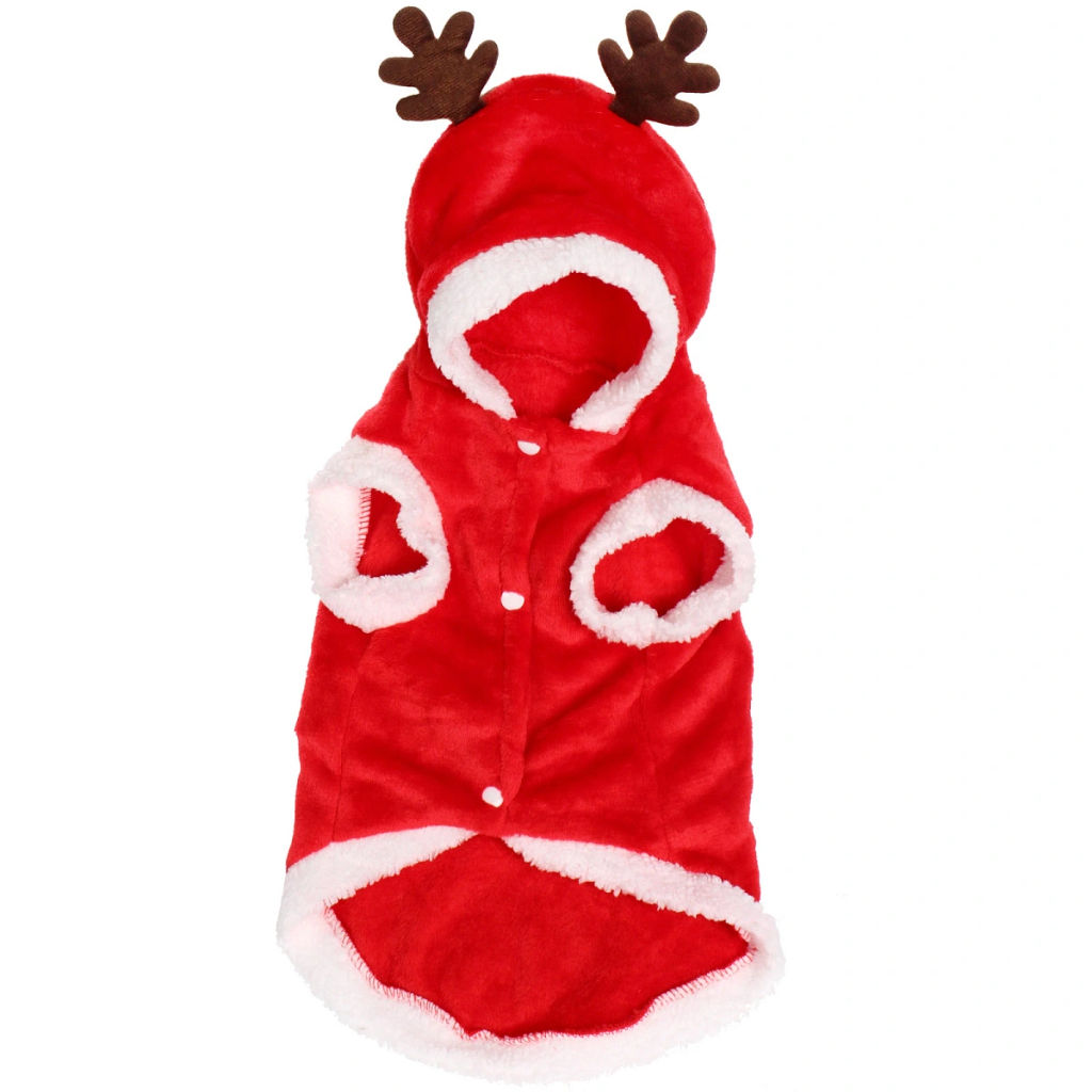 Кофта плюшевая с капюшоном для собак мелких пород "Олень Рудольф", размер XL (50*40см)