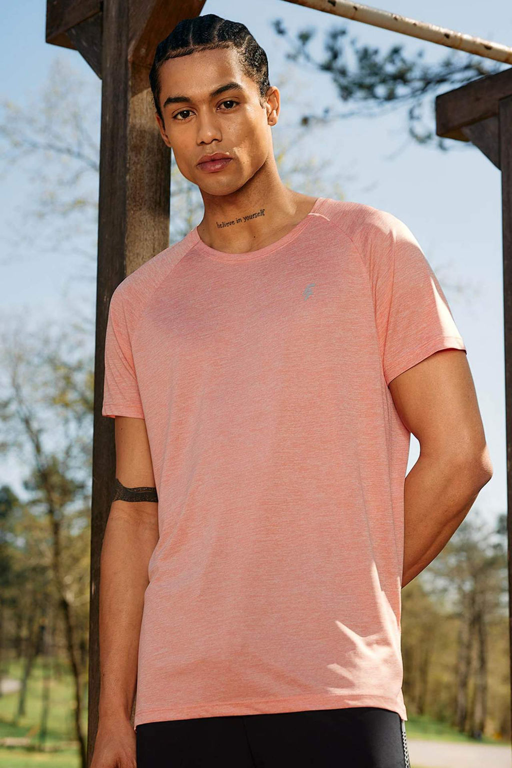 DeFactoFit Standart Fit Bisiklet Yaka Bask?l? Sporcu Ag?r Kumas K?sa Kollu Tisort  фото 2