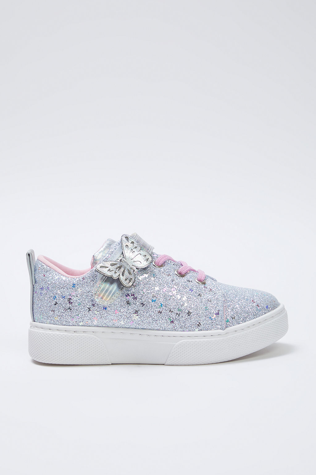 Trendyol Shoes Gri Kelebek Detayl? Simli C?rt Bantl? Ve Bagc?kl? K?z Cocuk Kids Spor Ayakkab? TAKSS25SN00051 - Trendyolmilla фото 3