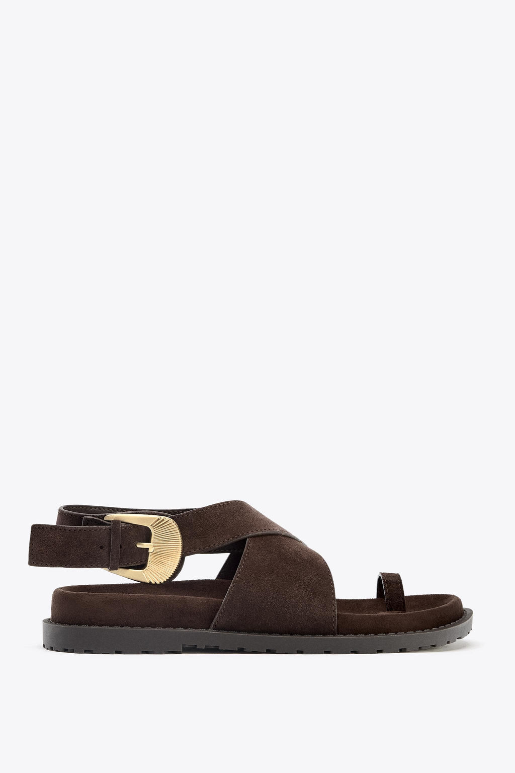 SPLIT SUEDE TOE POST BUCKLE SANDALS - Zara фото 12