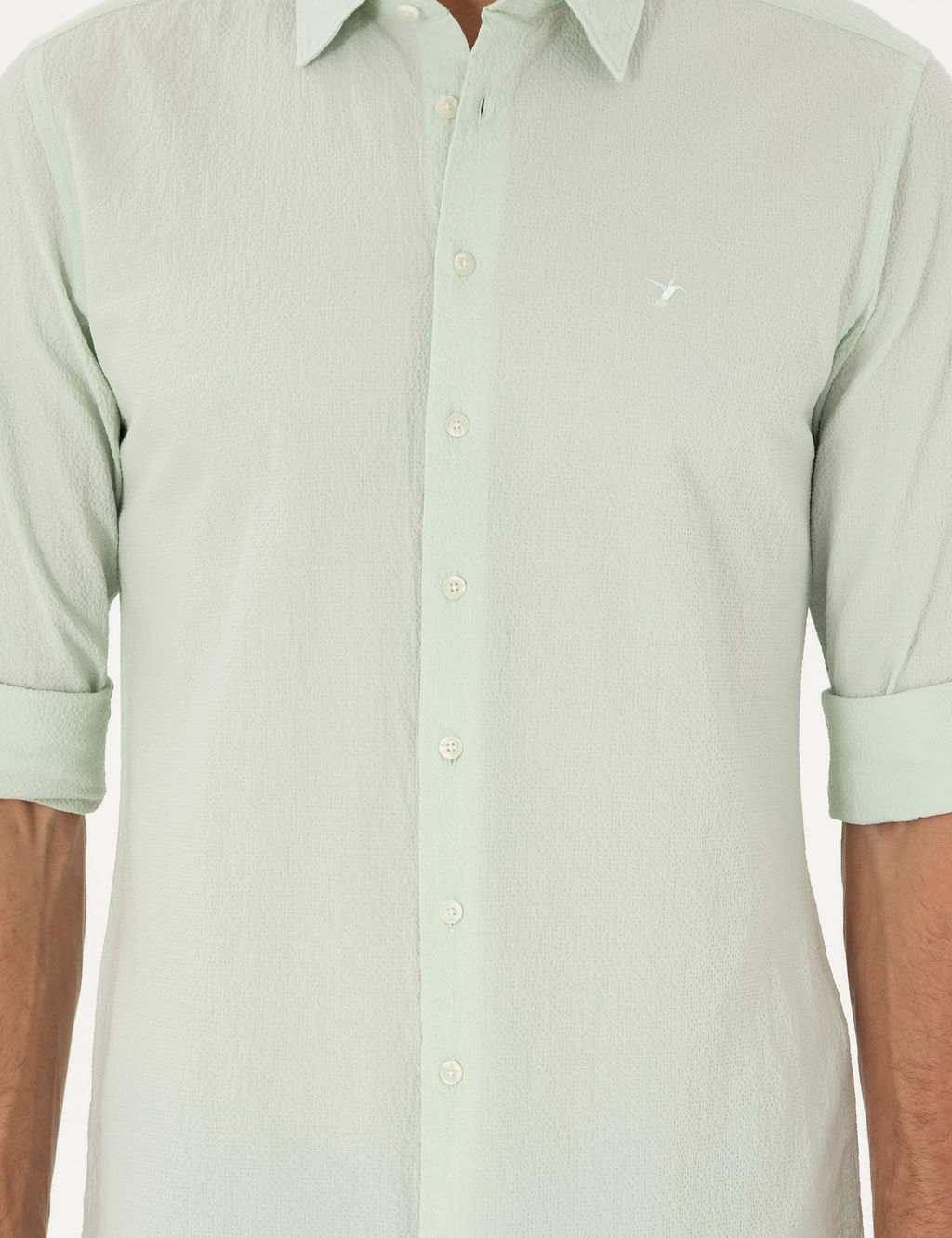 Мятная приталенная рубашка с длинным рукавом - Cacharel фото 6