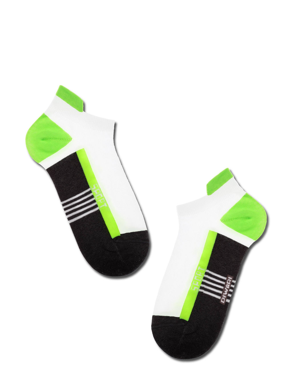 Цена за 2 пары DIWARI ACTIVE (ультракороткие) т.серый-салатовый