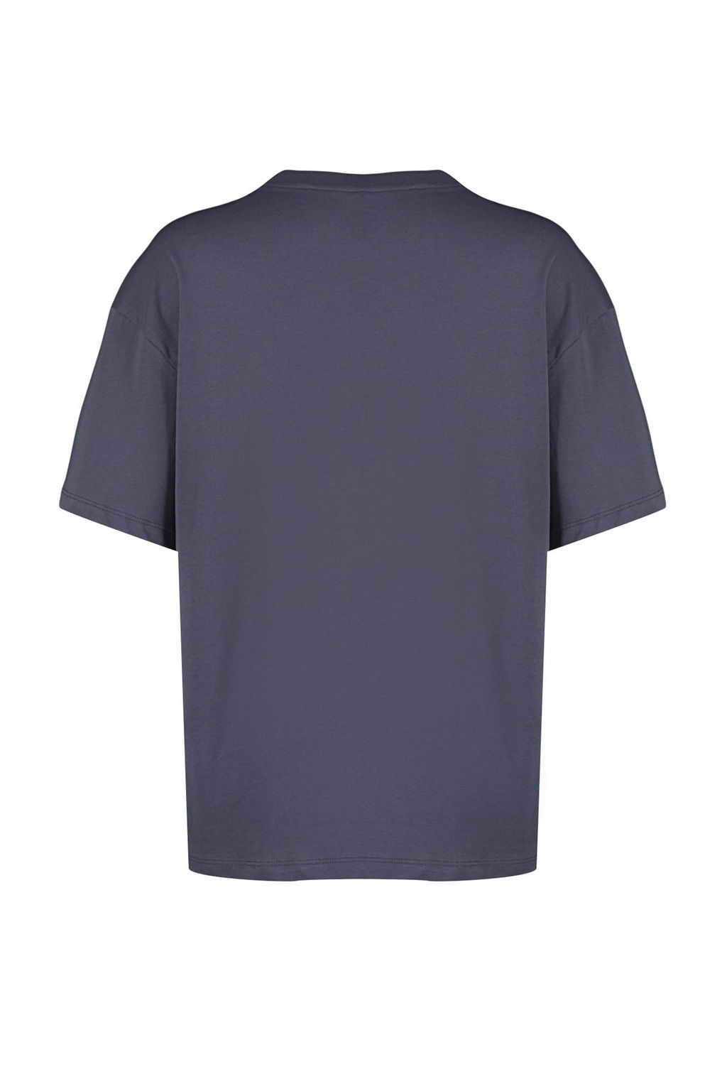 TRENDYOLMILLA Antrasit %100 Pamuk Bask?l? Oversize/Genis Kal?p Bisiklet Yaka Orme T-Shirt TWOSS24TS00135  фото 8