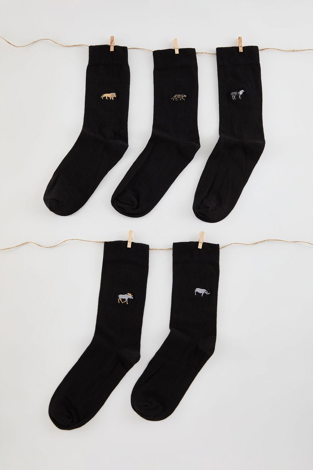 TRENDYOL MAN Ekru Unisex 5li Paket Hayvan Nak?sl? Pamuklu Soket-Uzun Boy Corap TMNAW25CO00018