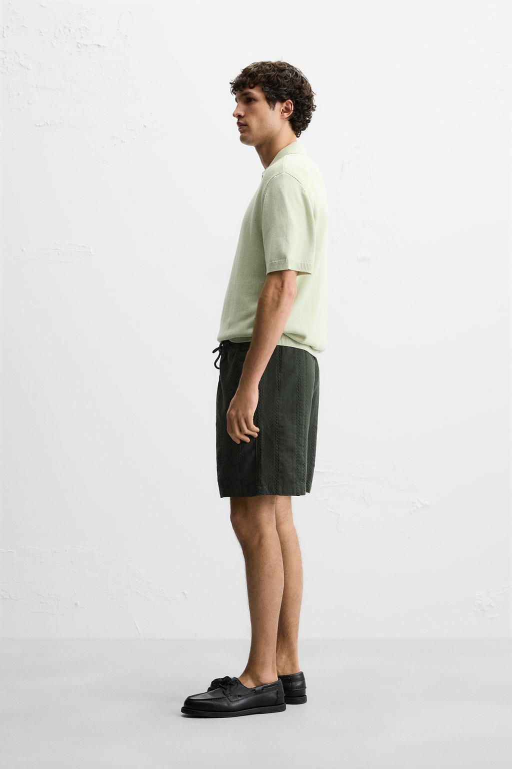 TEXTURED REGULAR FIT BERMUDA SHORTS - Zara фото 6