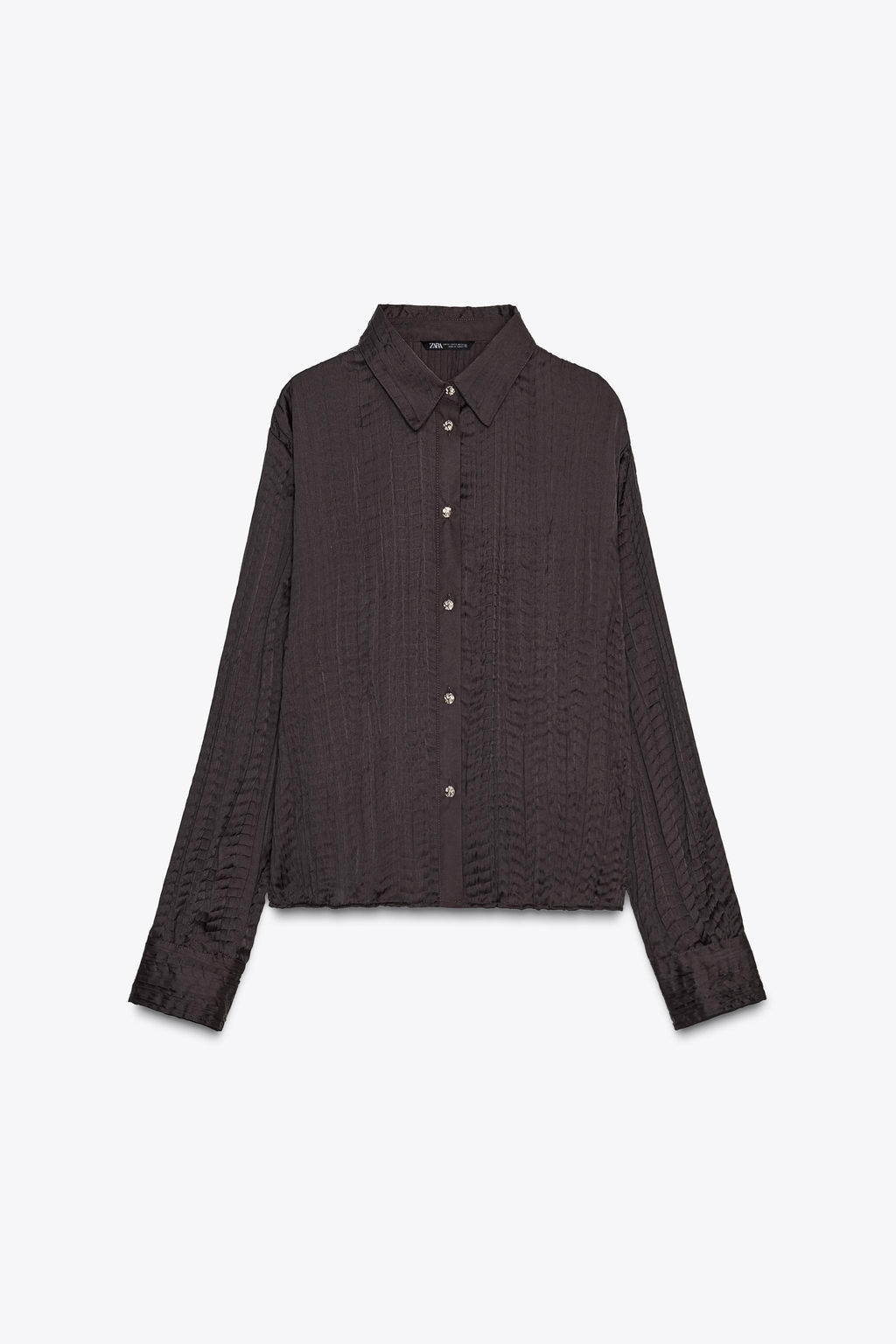 CRINKLE-EFFECT SATIN OVERSIZE SHIRT - Zara фото 7