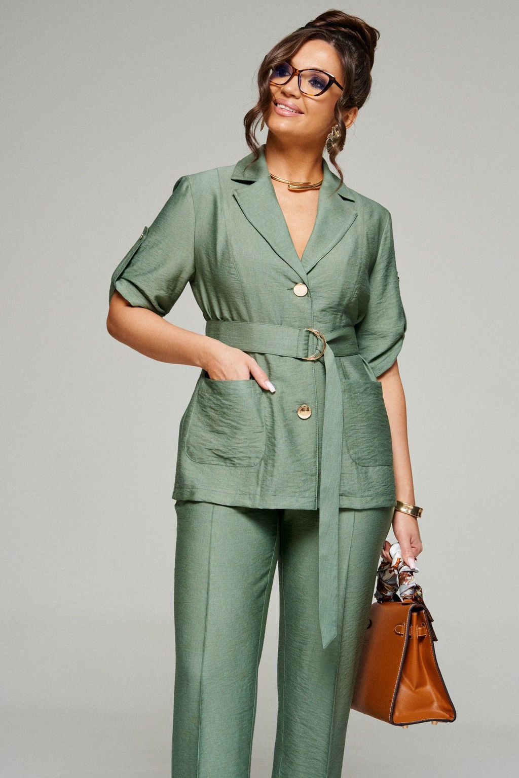 Костюм 6333 хаки, Брюки, Жакет - Beautiful and free фото 4