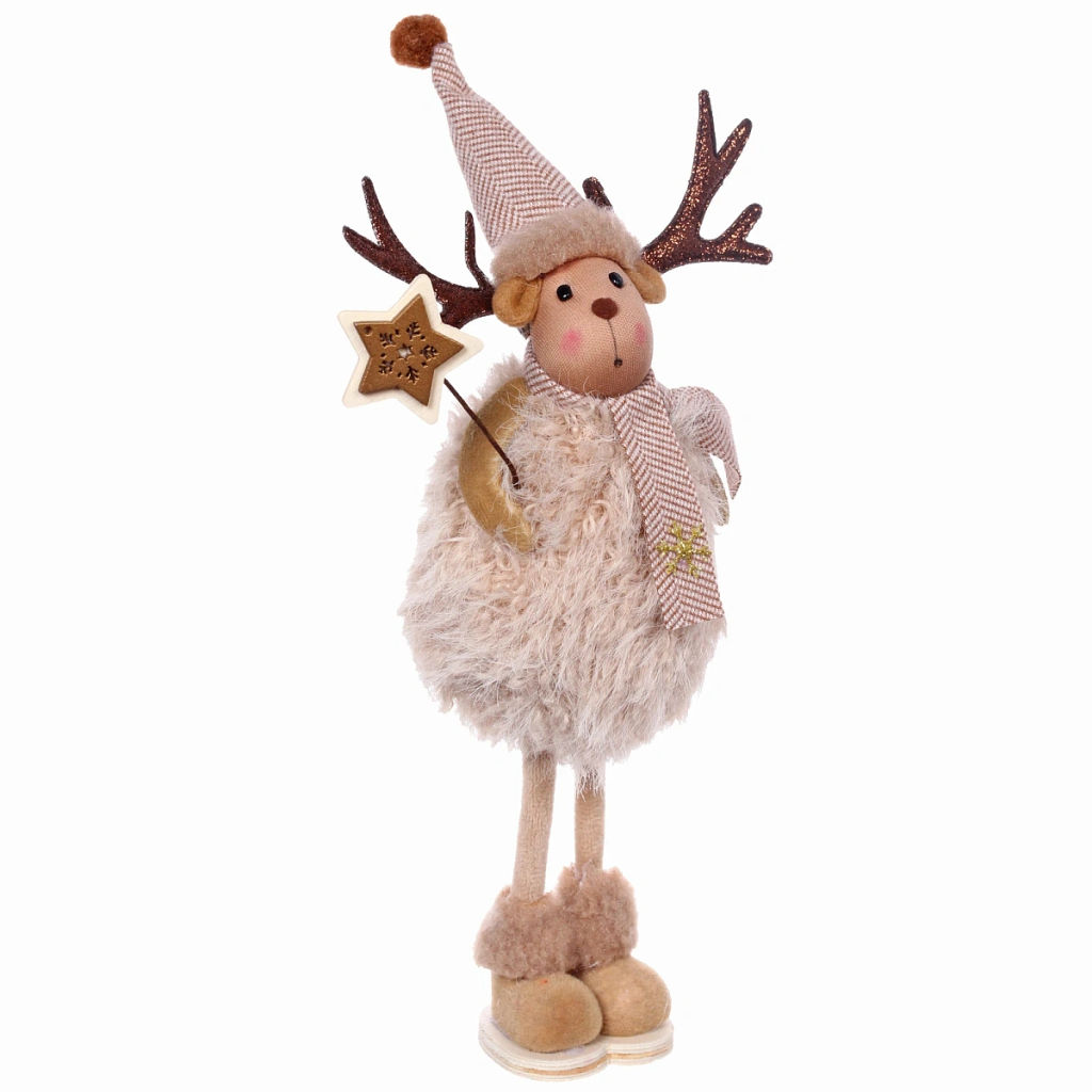 Фигурка новогодняя "Олень с волшебной палочкой" 28 см, коричневый