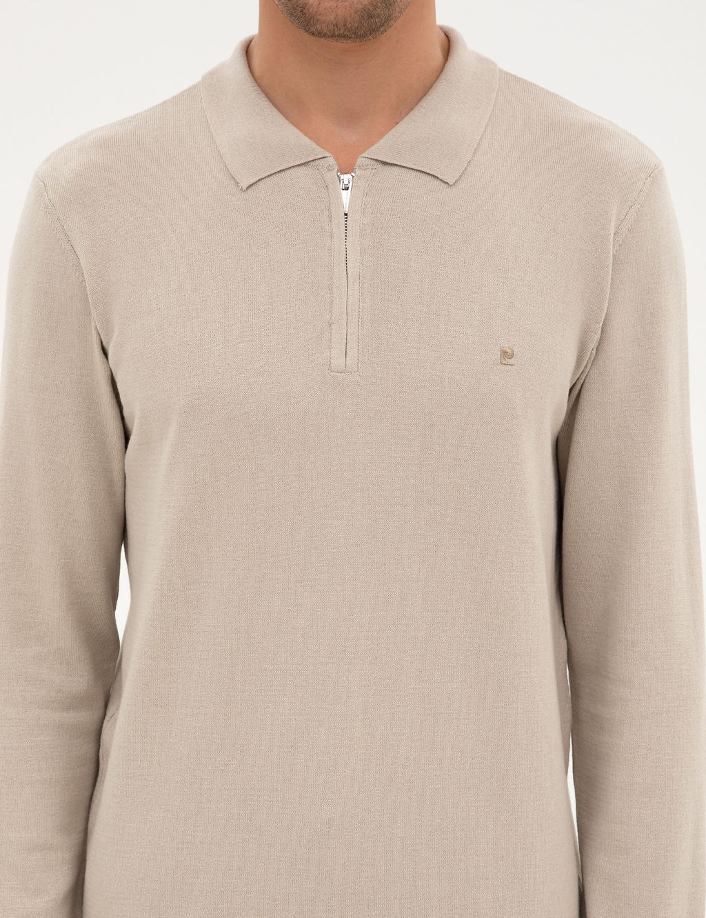 Kum Melanj Slim Fit Polo Yaka Fermuarl_ Basic Triko Kazak - Pierre cardin фото 6