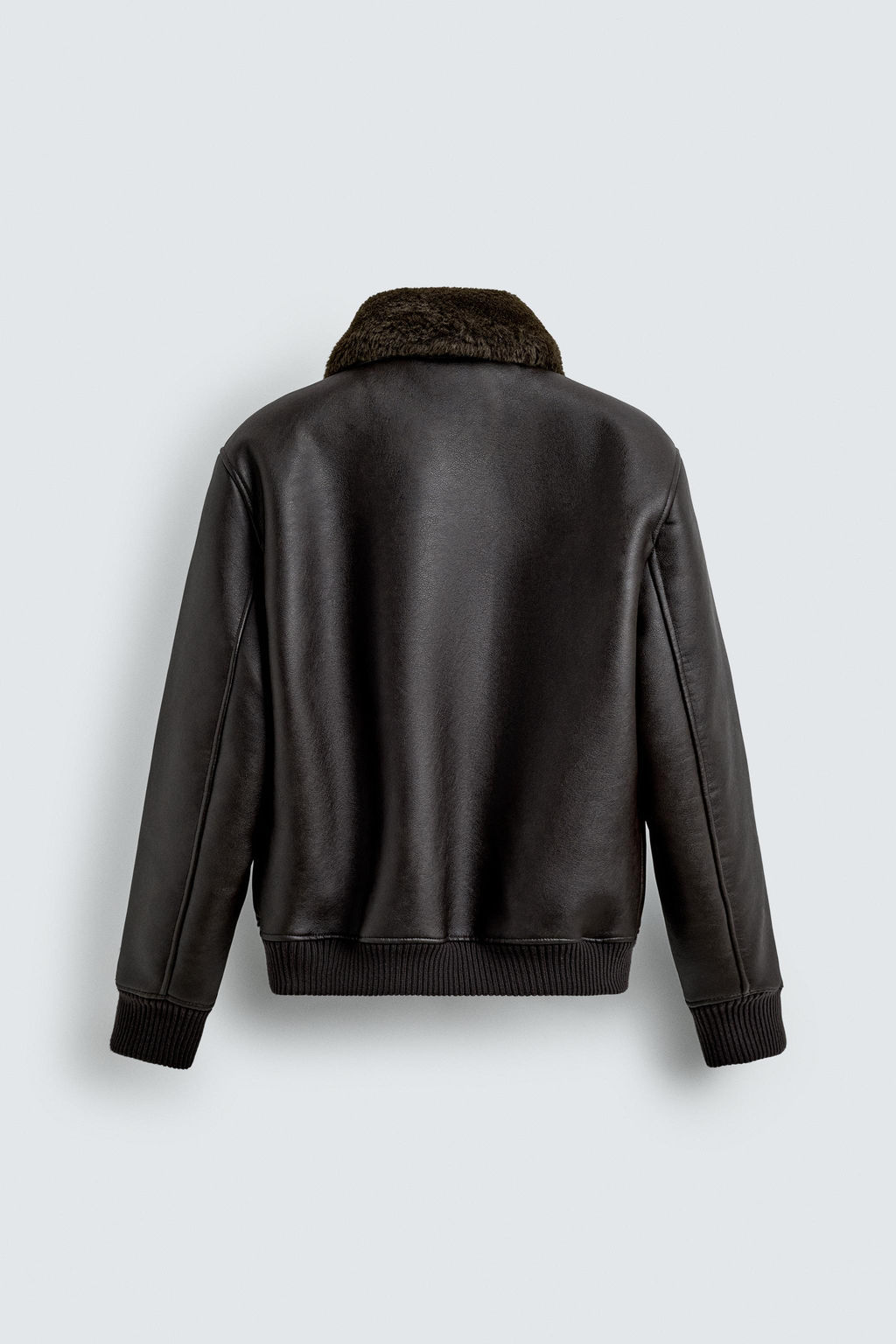 LEATHER EFFECT JACKET WITH CONTRAST COLLAR - Zara фото 9