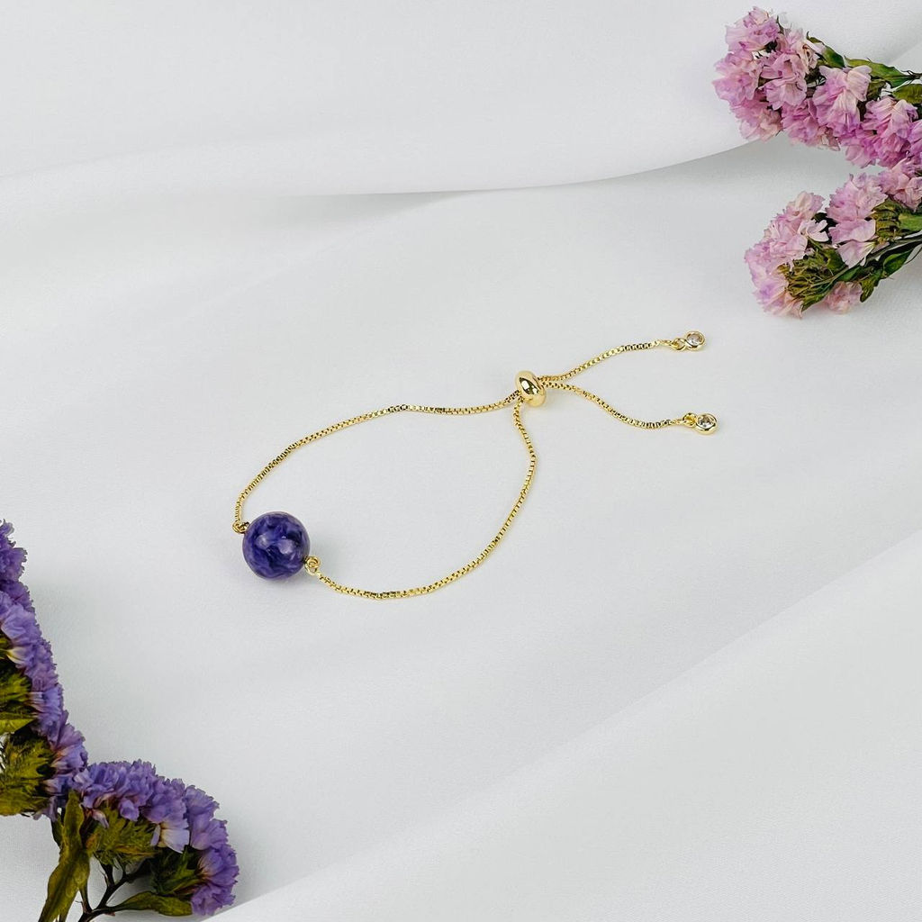 Браслет регулируемый с Чароитом от 16 см - Радуга самоцветов фото 2