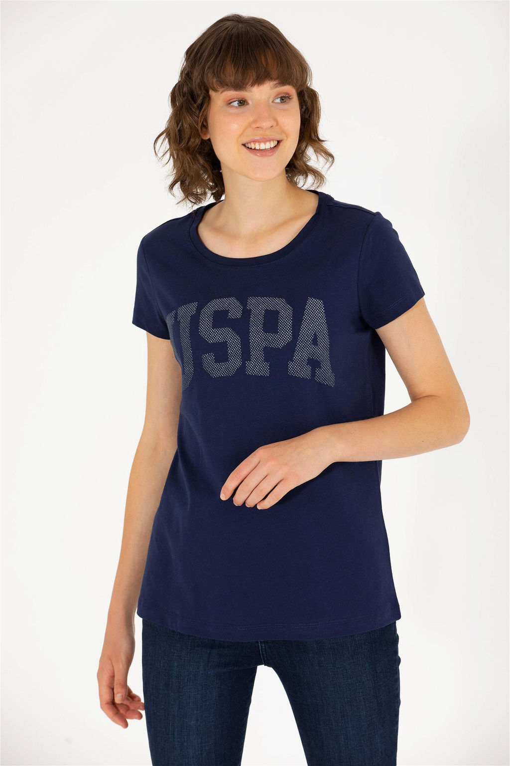 U. S. Polo Assn Женская базовая футболка темно-синего цвета с круглым вырезом - U.s. polo assn фото 10