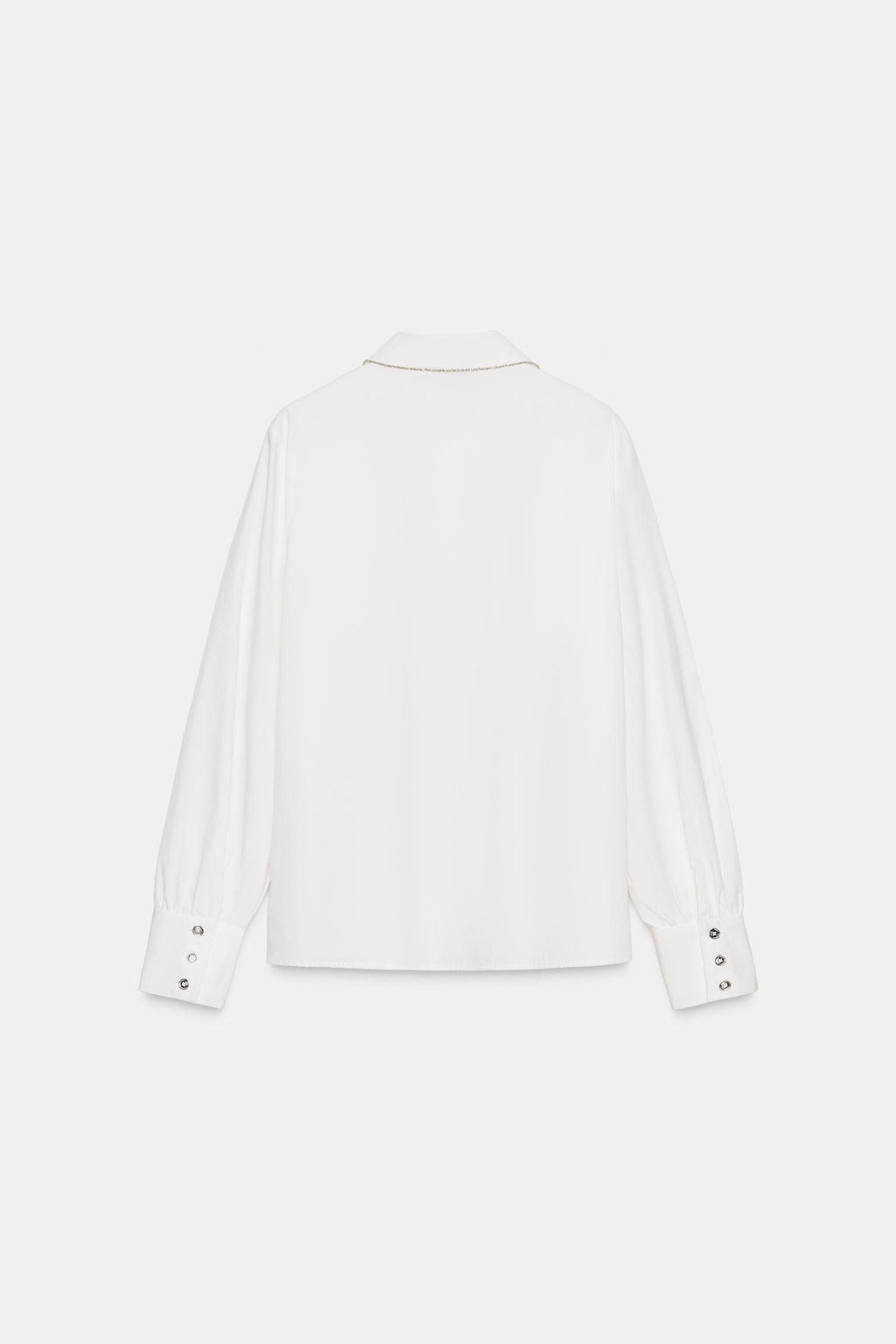 POPLIN SHIRT WITH BEADED LAPEL - Zara фото 4