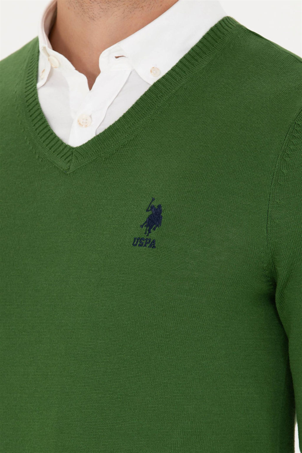 Мужской зеленый базовый свитер - U.s. polo assn фото 7