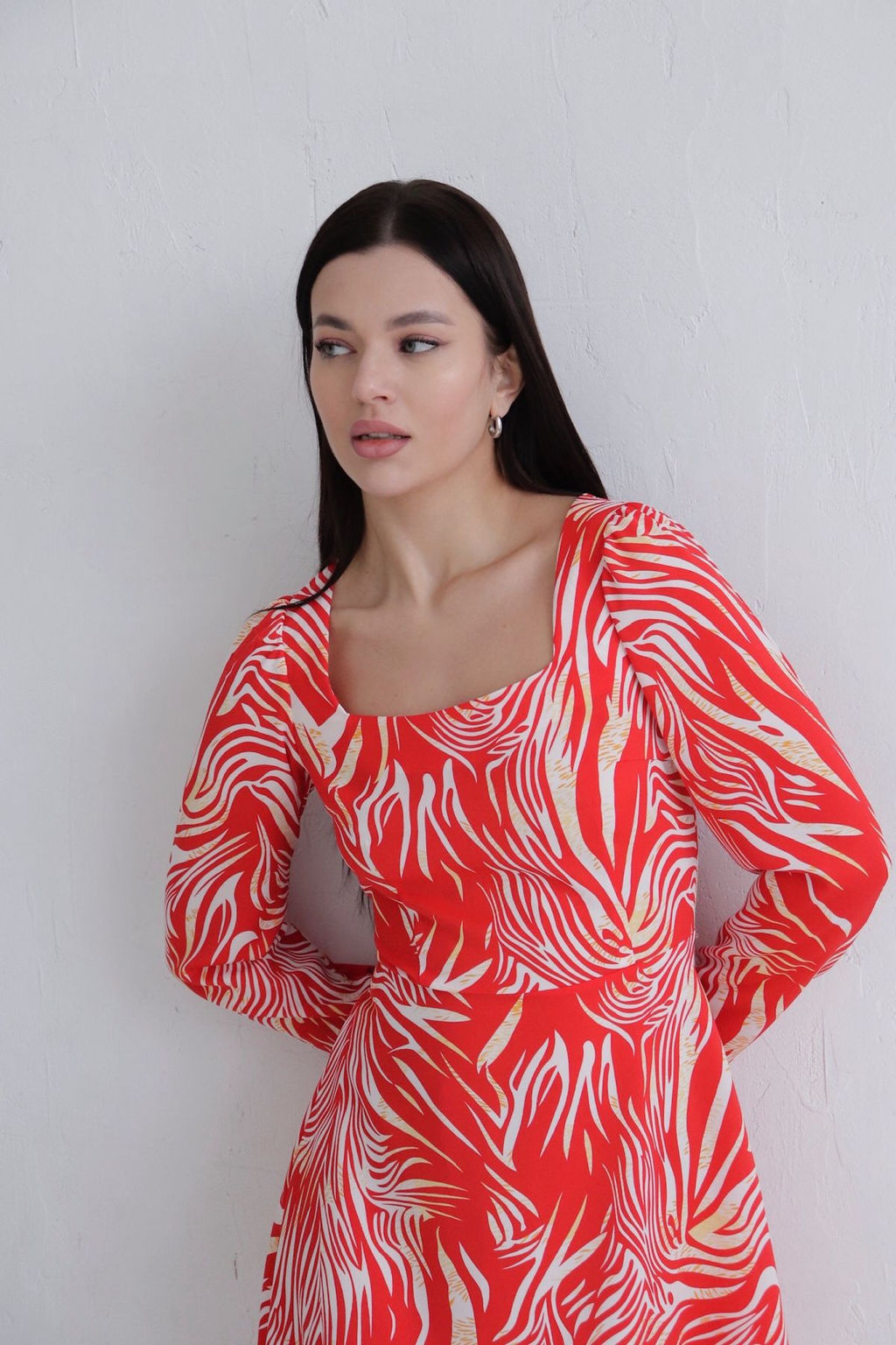 Платье с вырезом каре красное - Martichelli фото 18