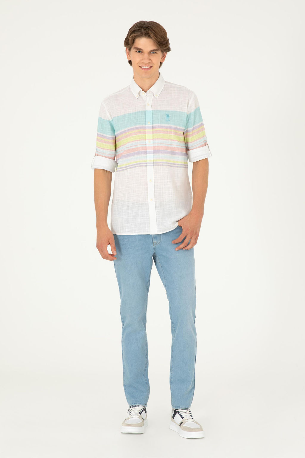 Мужская мятная рубашка с длинным рукавом Неожиданная скидка в корзине - U.s. polo assn фото 4