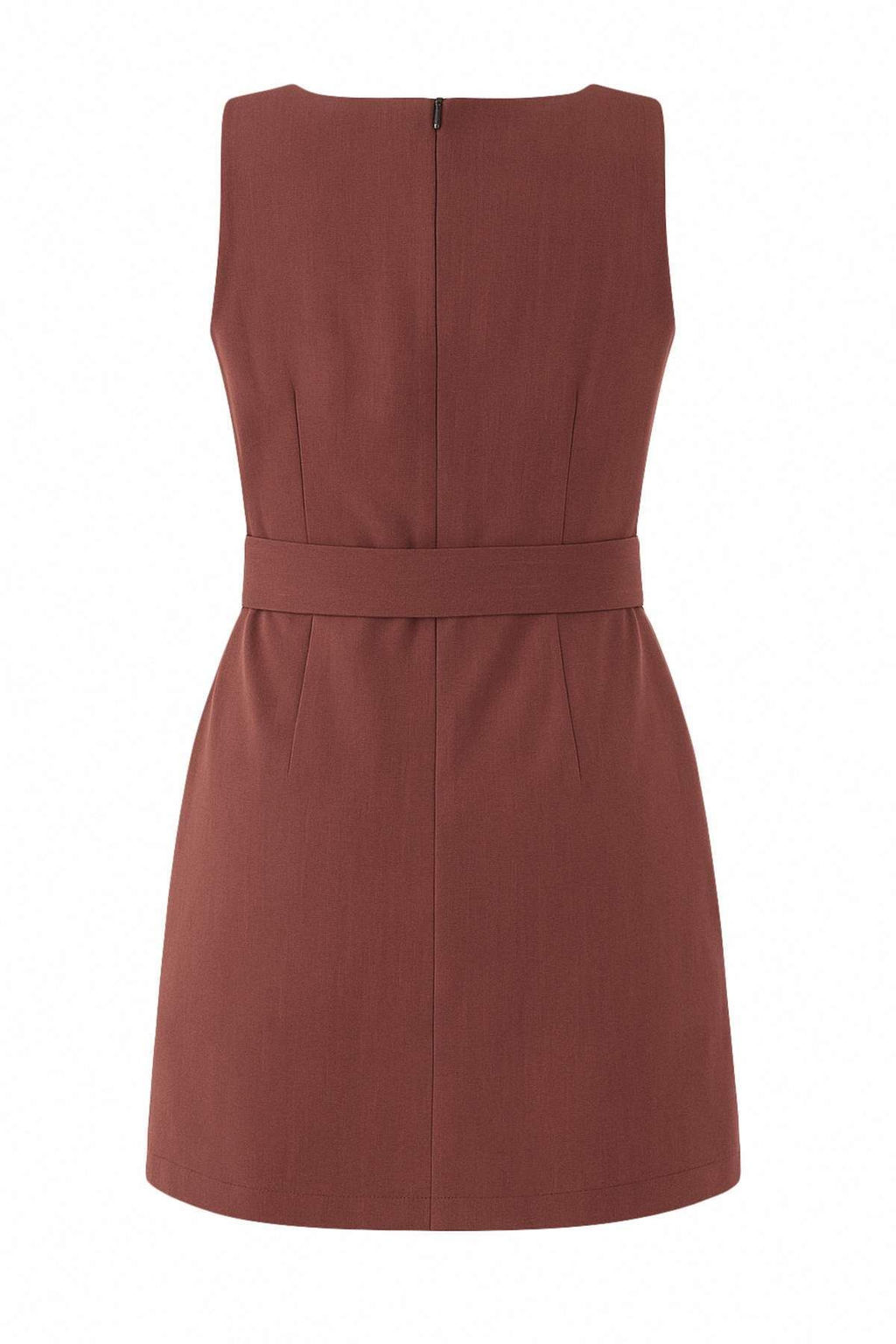 Kahverengi Kusakl? Keten Kar?s?ml? Duz Kesim Mini Dokuma Elbise TWOSS25EL00705