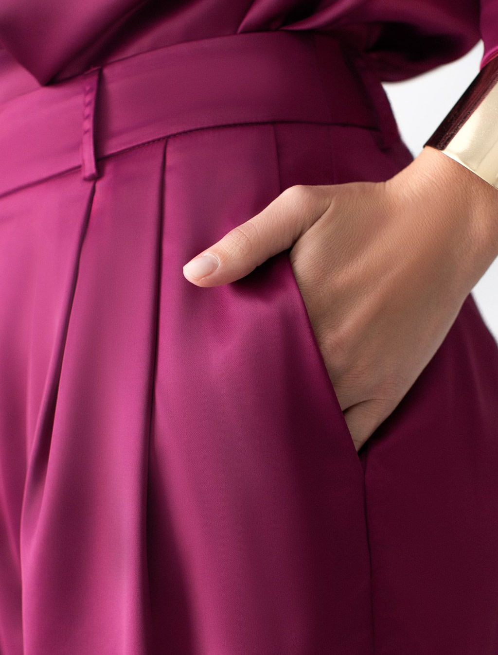 Брюки палаццо широкие из струящегося сатина - Vilatte фото 3