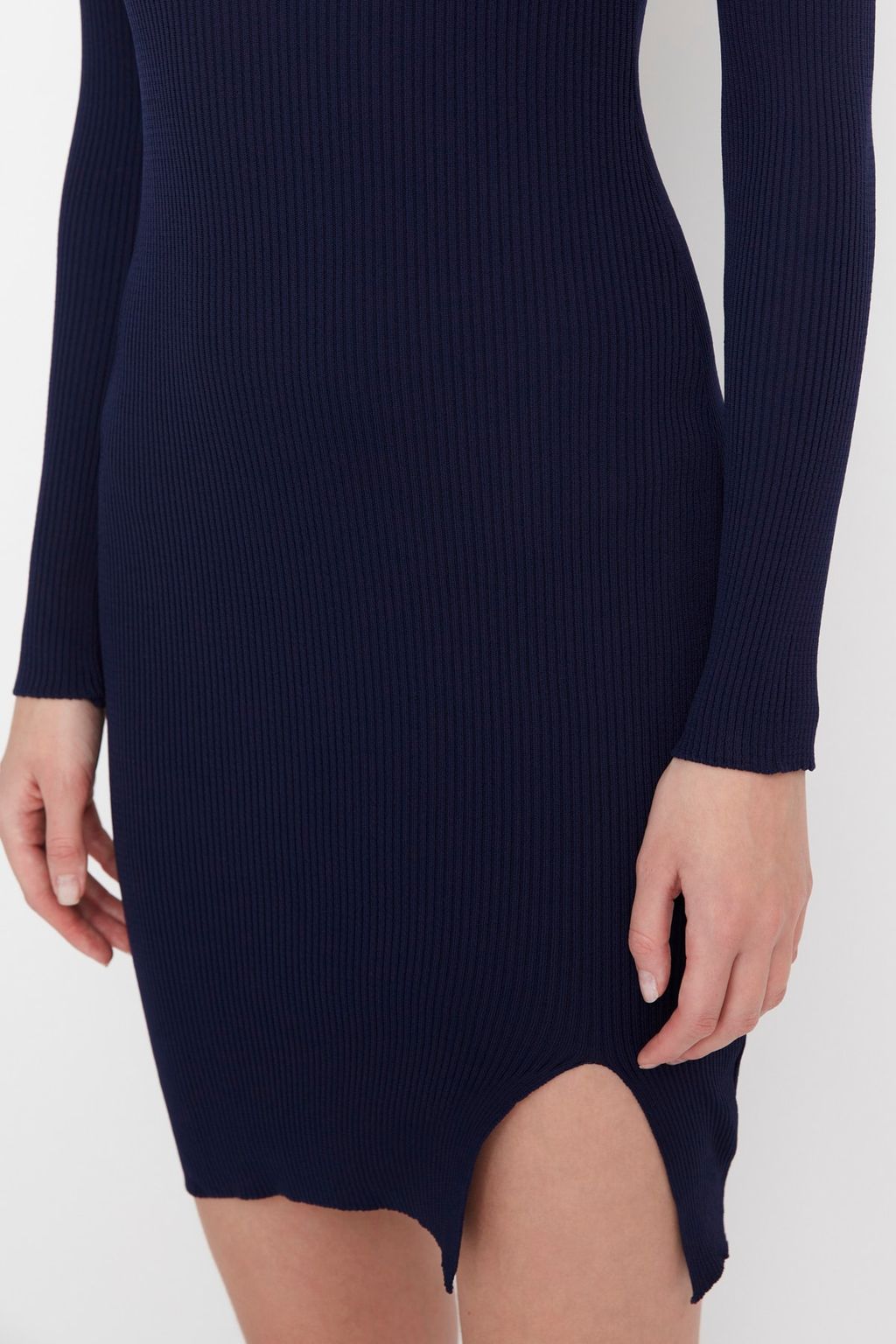 Lacivert Mini Triko Y?rtmacl? Vucuda Oturan Elbise TWOAW23EL01416