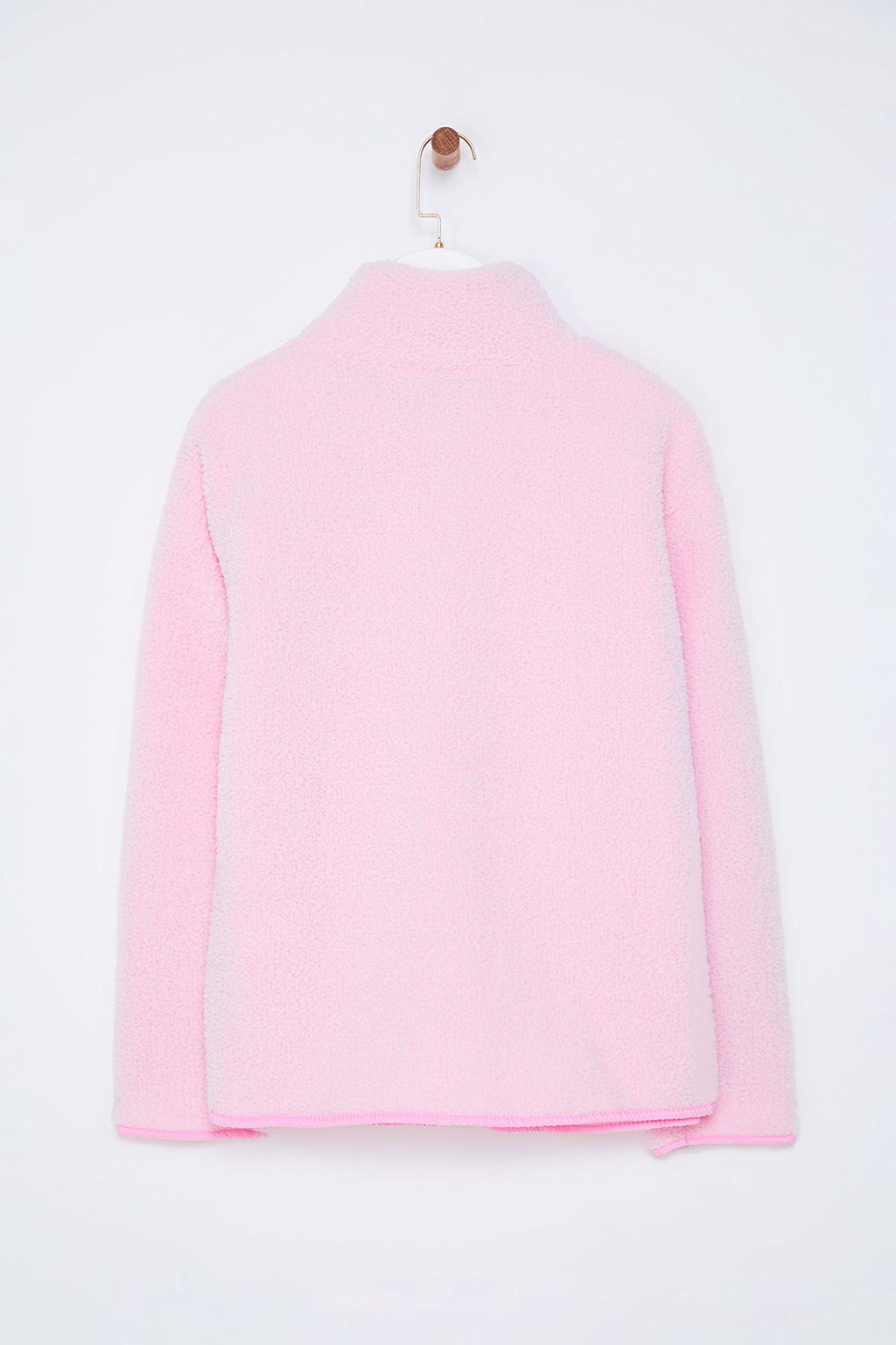 Winter Essentials Ac?k Pembe Kal?n Polar Fermuarl? Dik Yaka Cepli Orme Sweatshirt TWOAW24SW00071