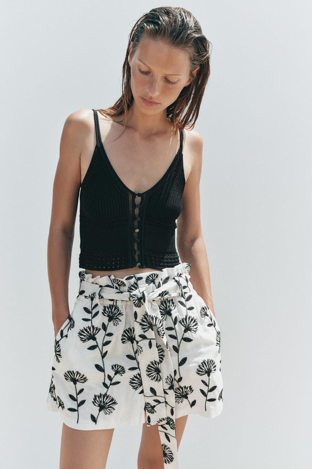 EMBROIDERED PAPER BAG BERMUDA SHORTS - Zara фото 4